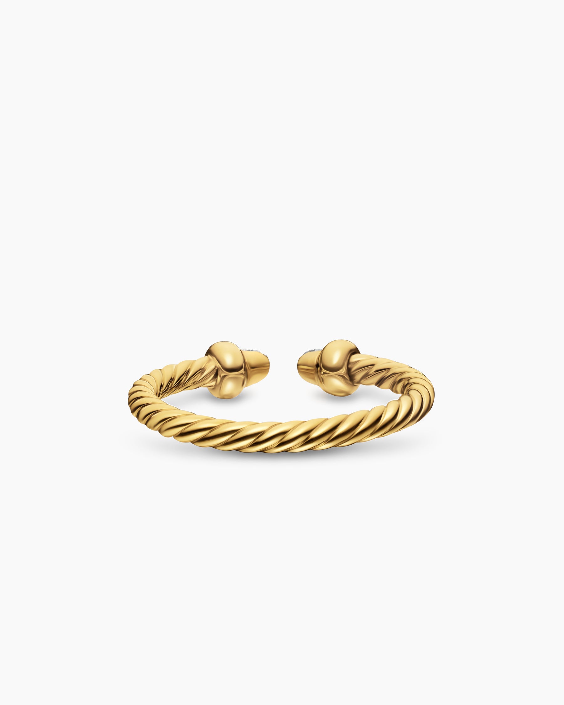 Micro Cablespira Flex Open Ring in 18K Yellow Gold with Pavé Diamond Domes, 2.5mm - Image 5