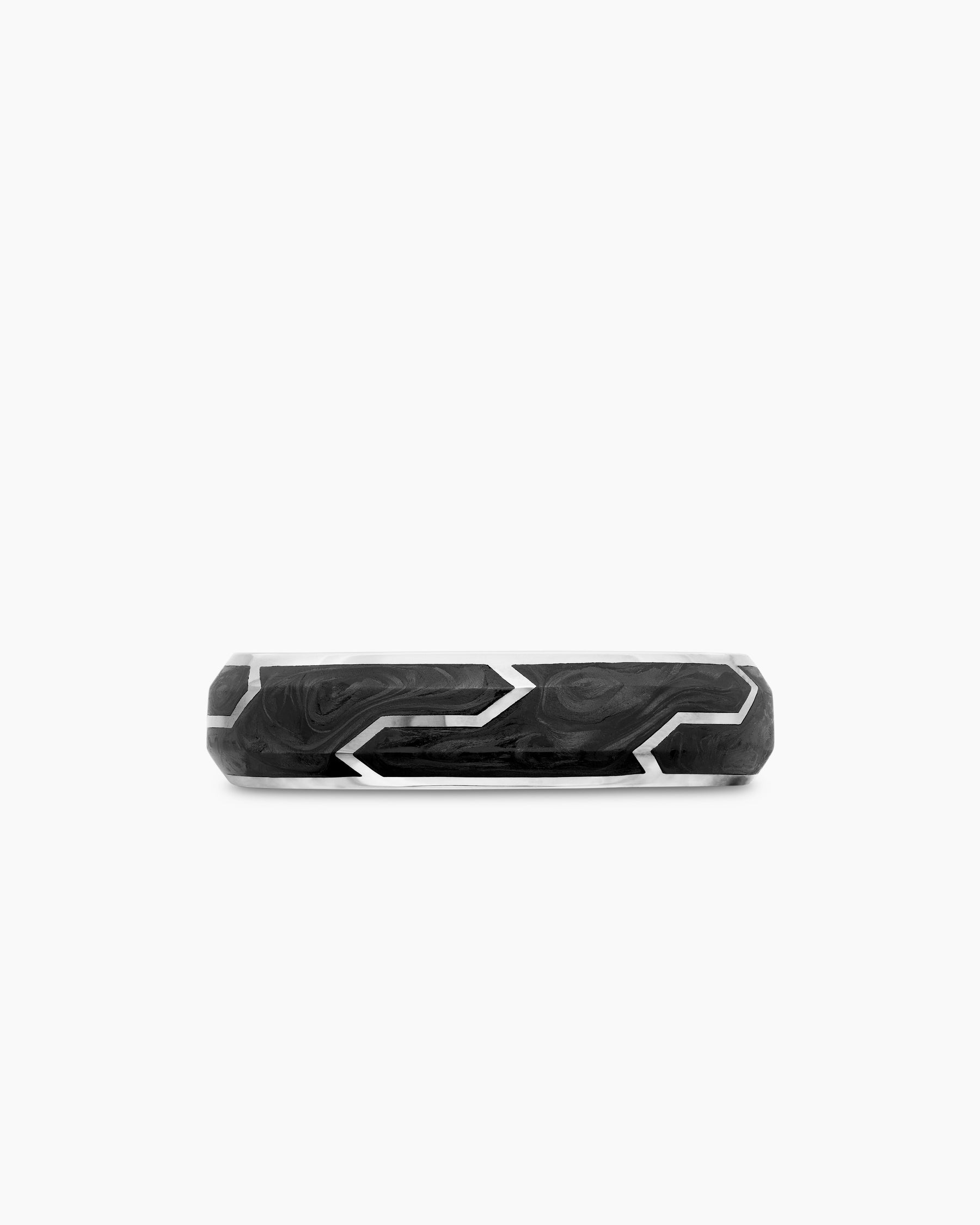 Forged Carbon Band Ring in 18K White Gold, 6mm - Image 4