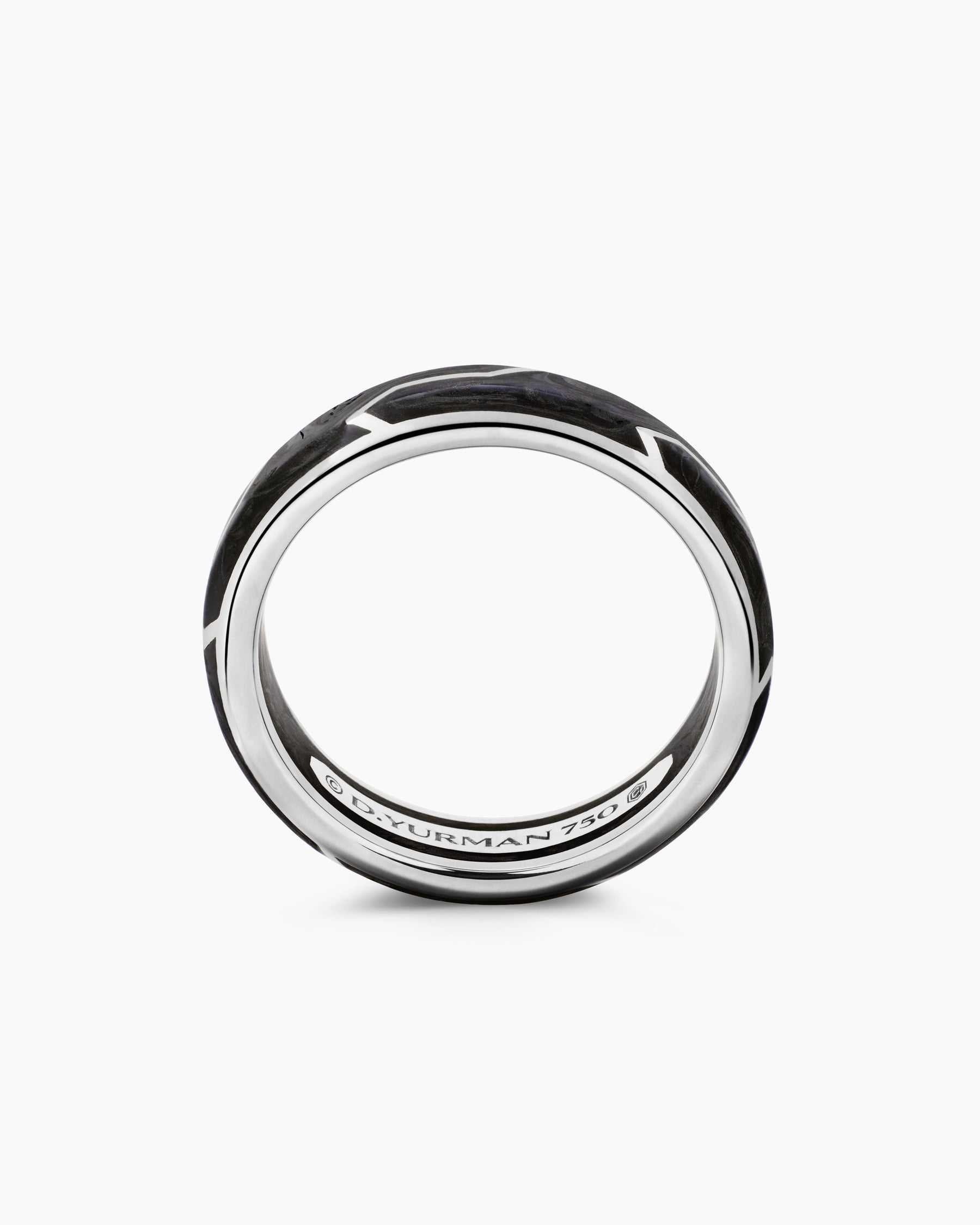 Forged Carbon Band Ring in 18K White Gold, 6mm - Image 5