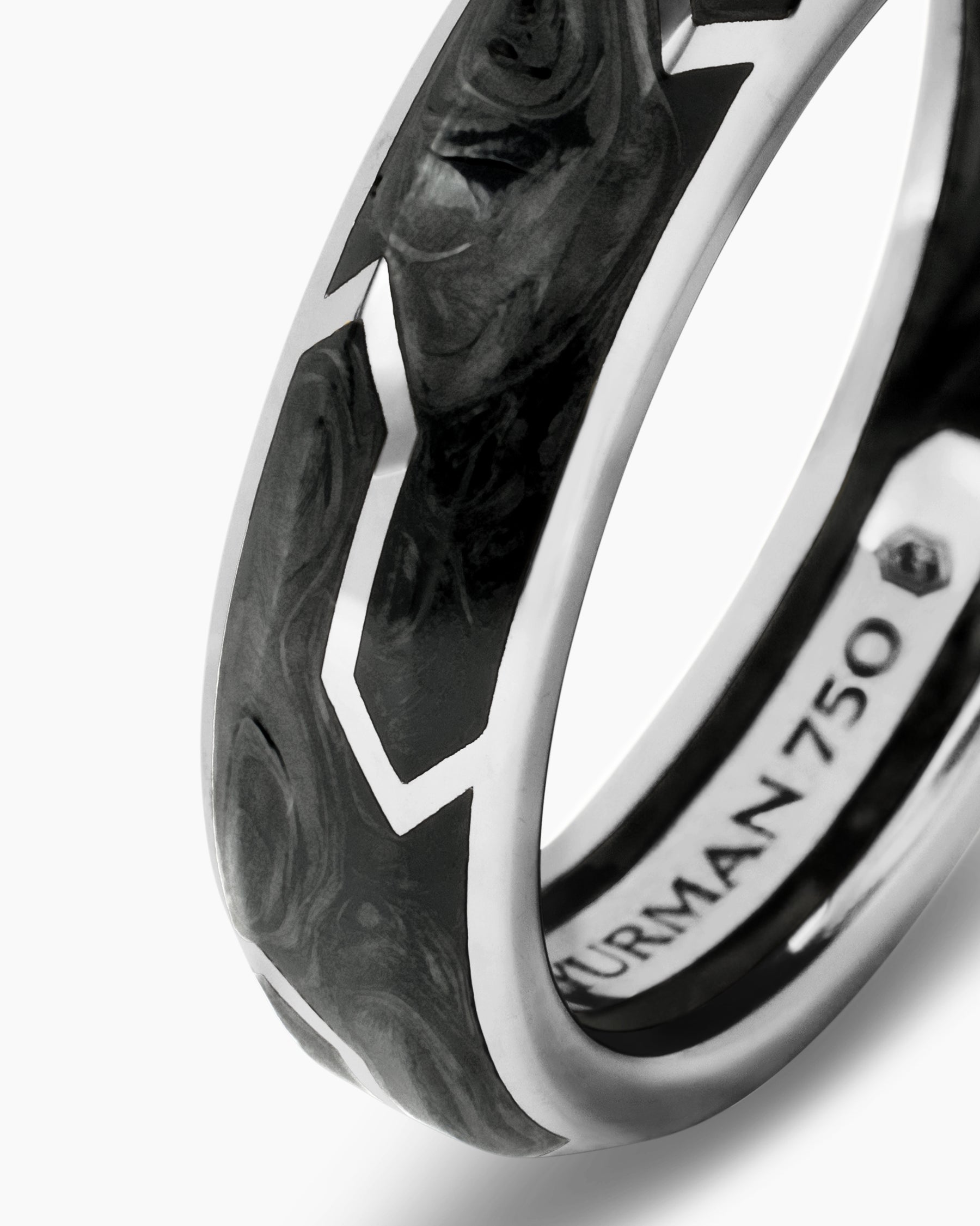 Forged Carbon Band Ring in 18K White Gold, 6mm - Image 6