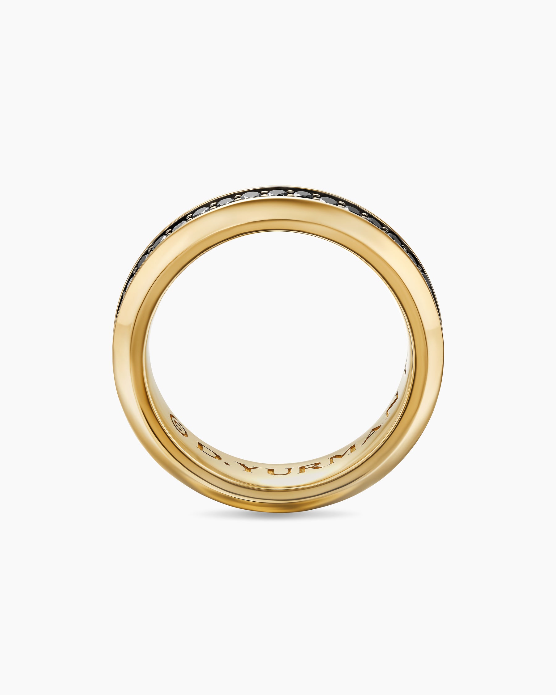 Beveled Band Ring in 18K Yellow Gold with Black Diamonds, 6mm - Image 5
