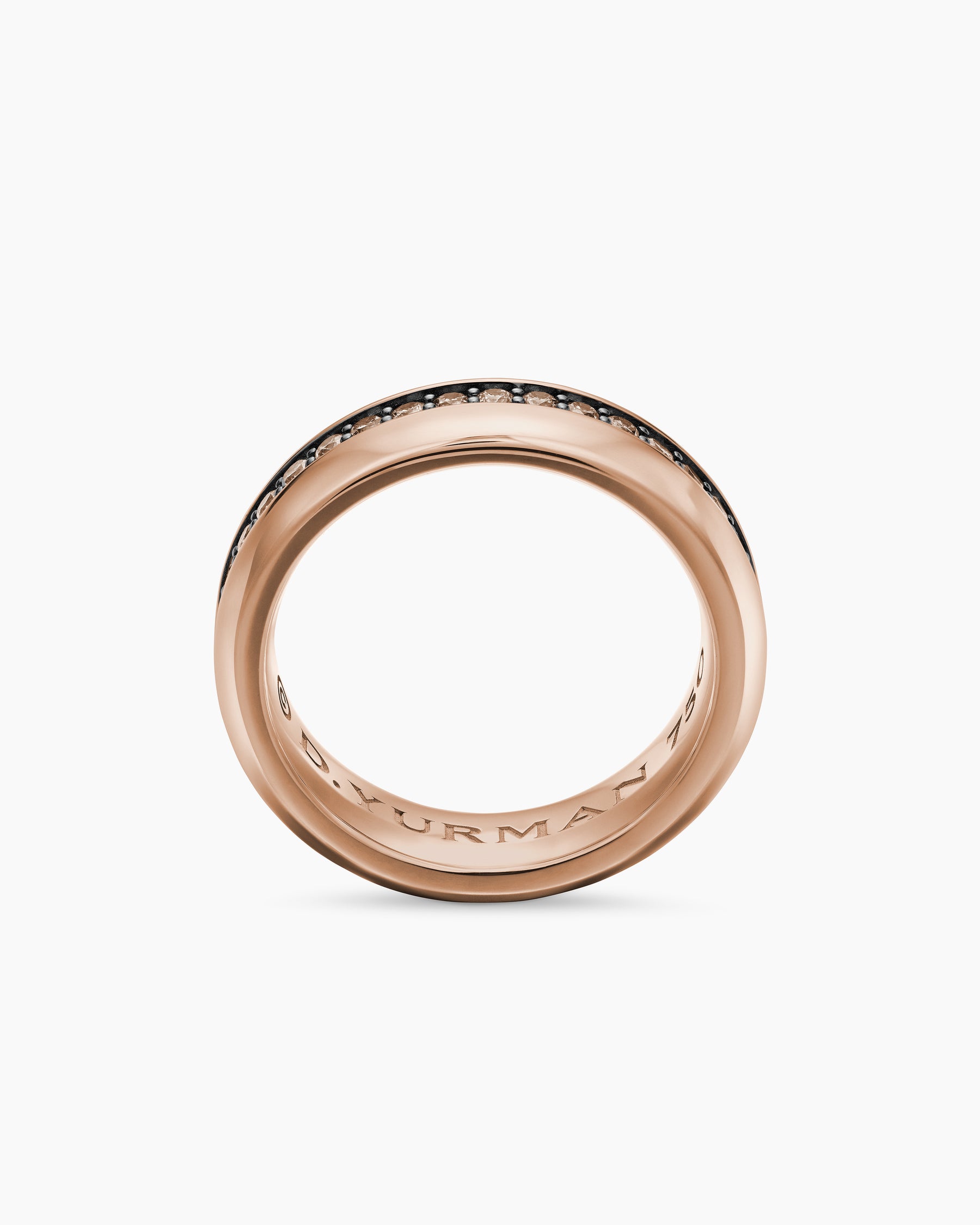 Beveled Band Ring in 18K Rose Gold with Cognac Diamonds, 6mm - Image 5