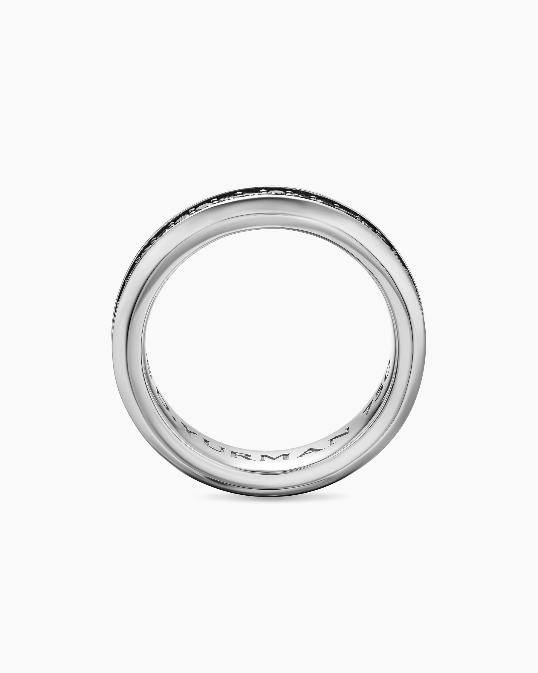 Beveled Band Ring in 18K White Gold with Black Diamonds, 6mm - Image 5