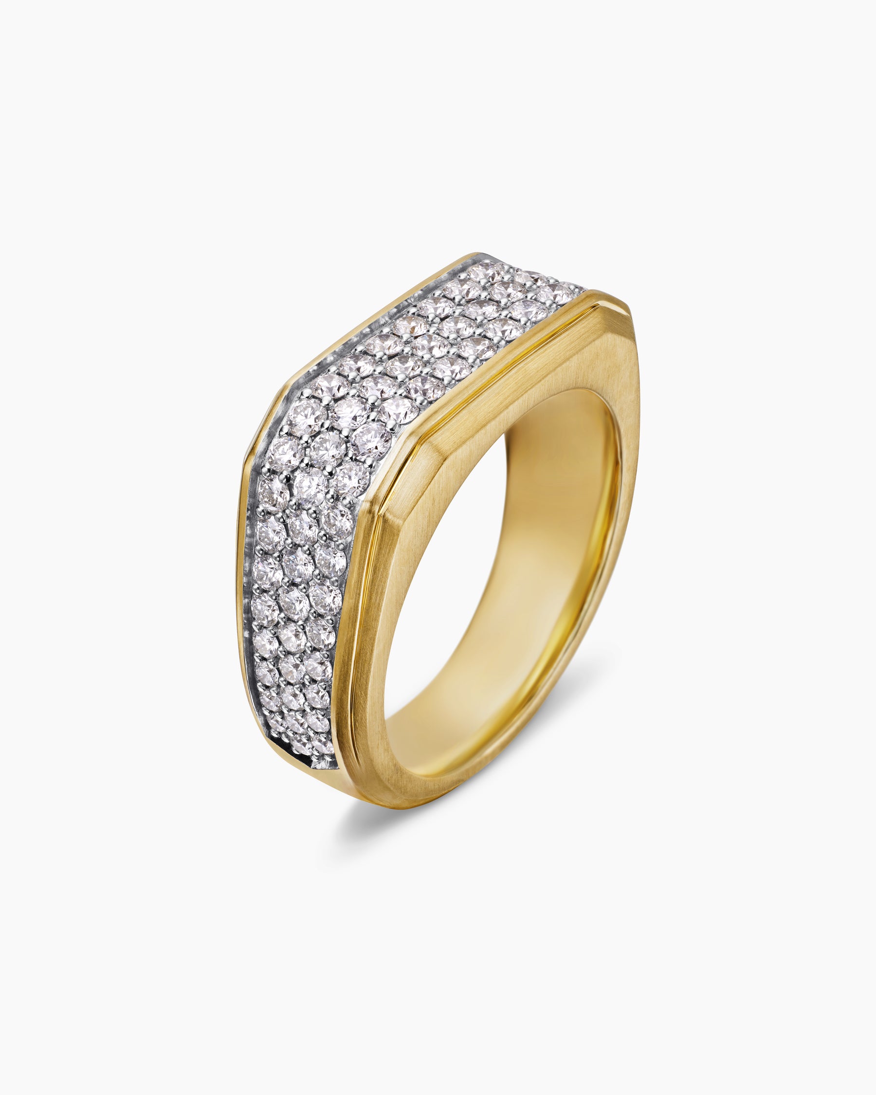 Streamline Signet Ring in 18K Yellow Gold with Diamonds, 10mm - Image 3