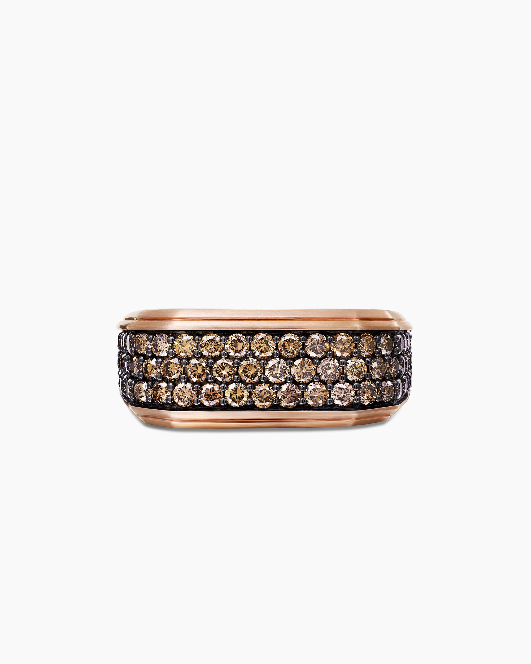 Streamline Signet Ring in 18K Rose Gold with Cognac Diamonds, 10mm - Image 4