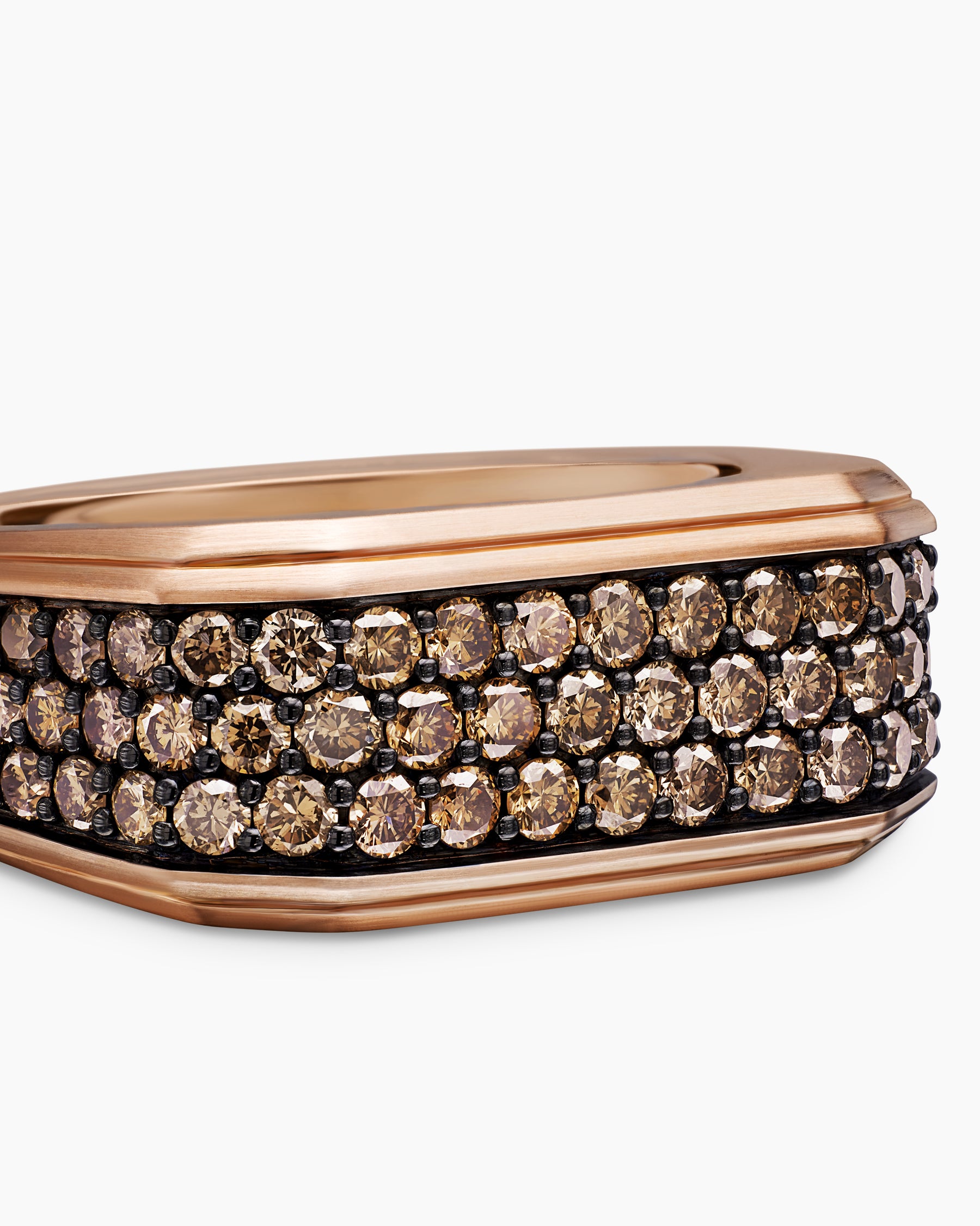 Streamline Signet Ring in 18K Rose Gold with Cognac Diamonds, 10mm - Image 5
