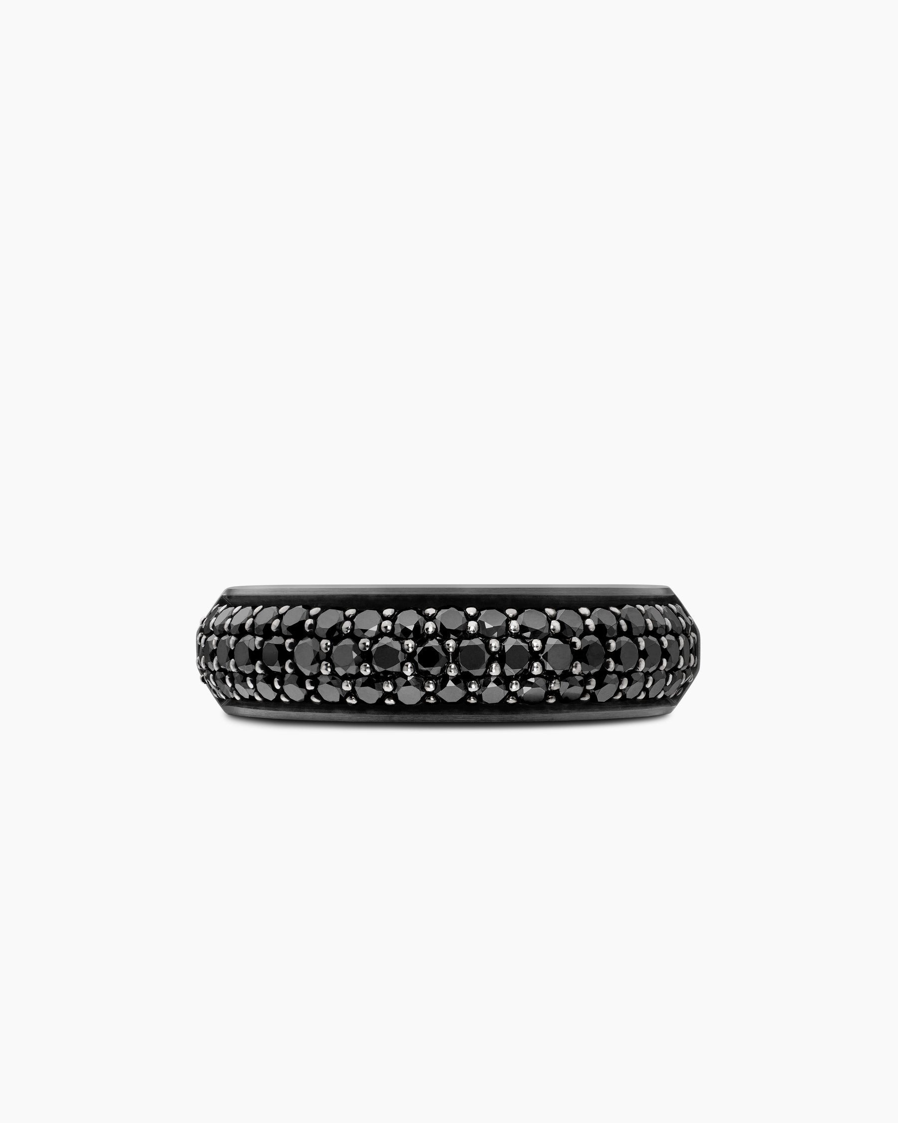 Beveled Band Ring in Black Titanium with Half Pavé Black Diamonds, 6mm - Image 4