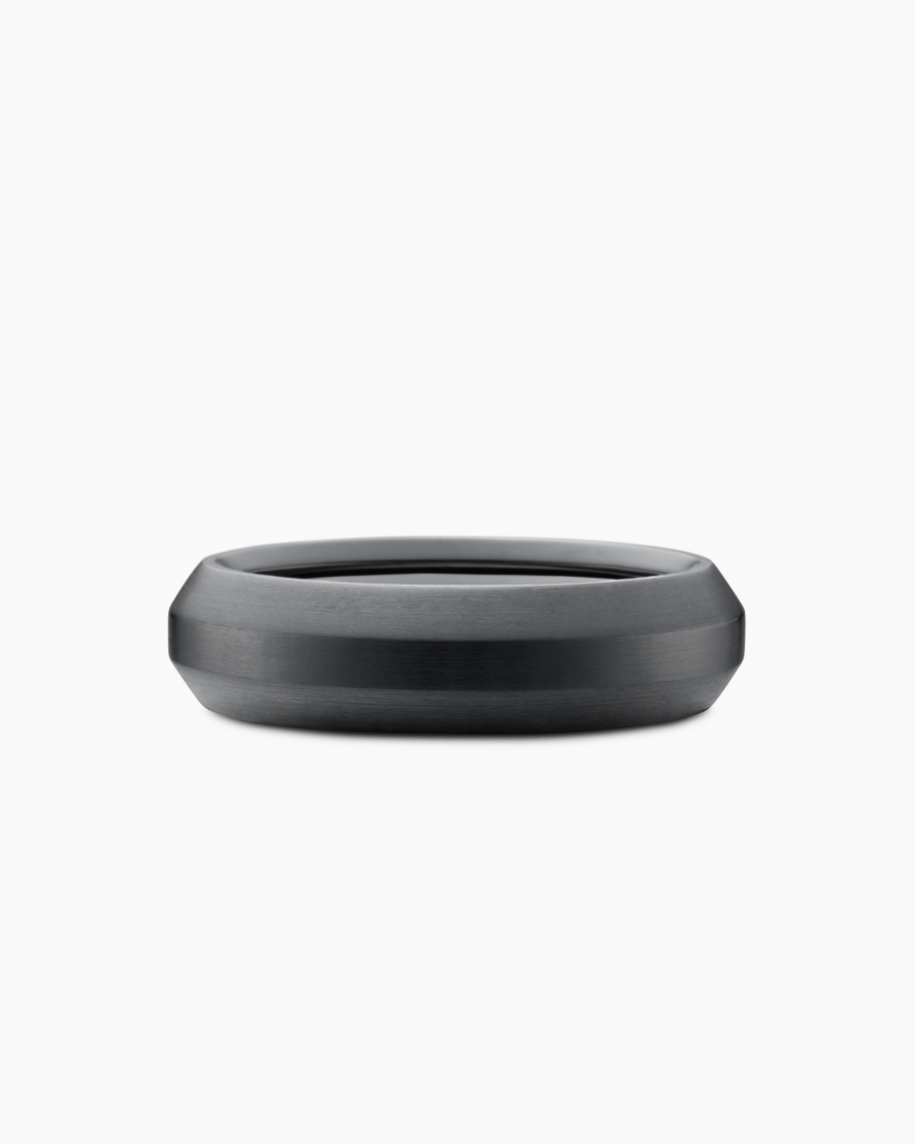 Beveled Band Ring in Black Titanium with Half Pavé Black Diamonds, 6mm - Image 6