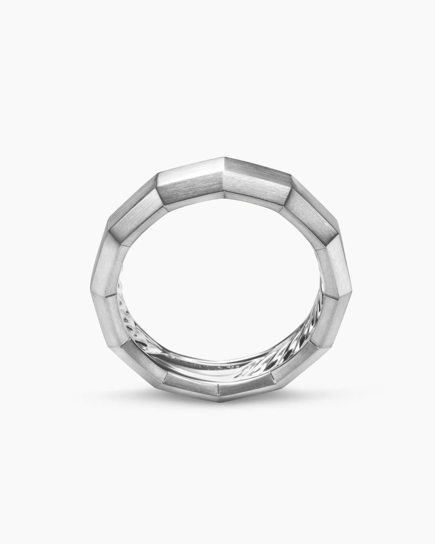 Faceted Band Ring in 18K White Gold, 6mm - Image 5
