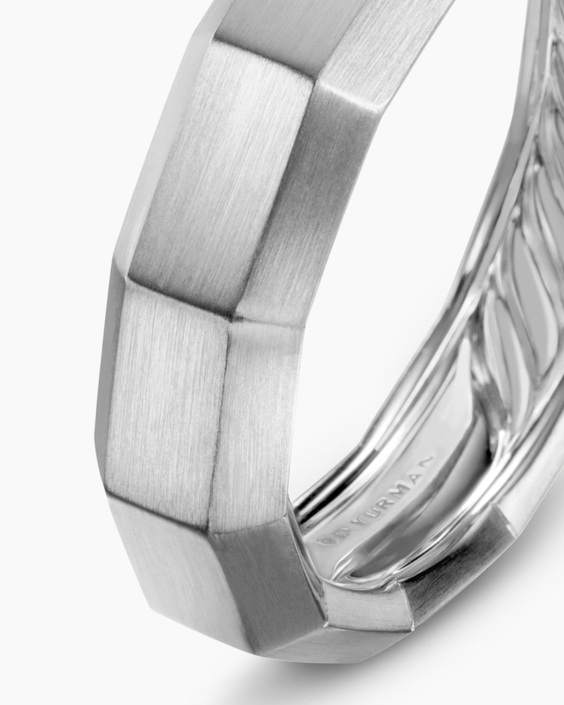 Faceted Band Ring in 18K White Gold, 6mm - Image 6
