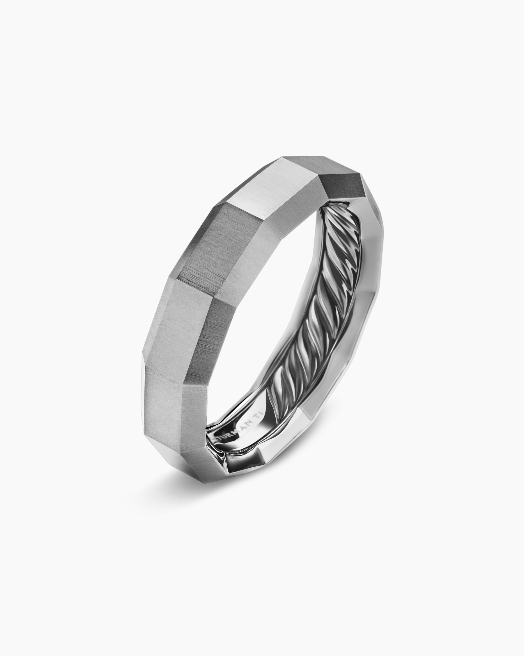 Faceted Band Ring in Grey Titanium, 6mm - Image 3