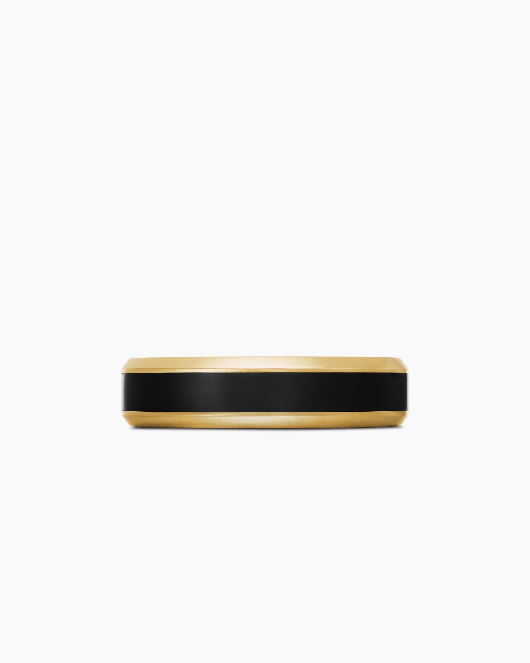 Beveled Band Ring in 18K Yellow Gold with Black Titanium, 6mm - Image 4