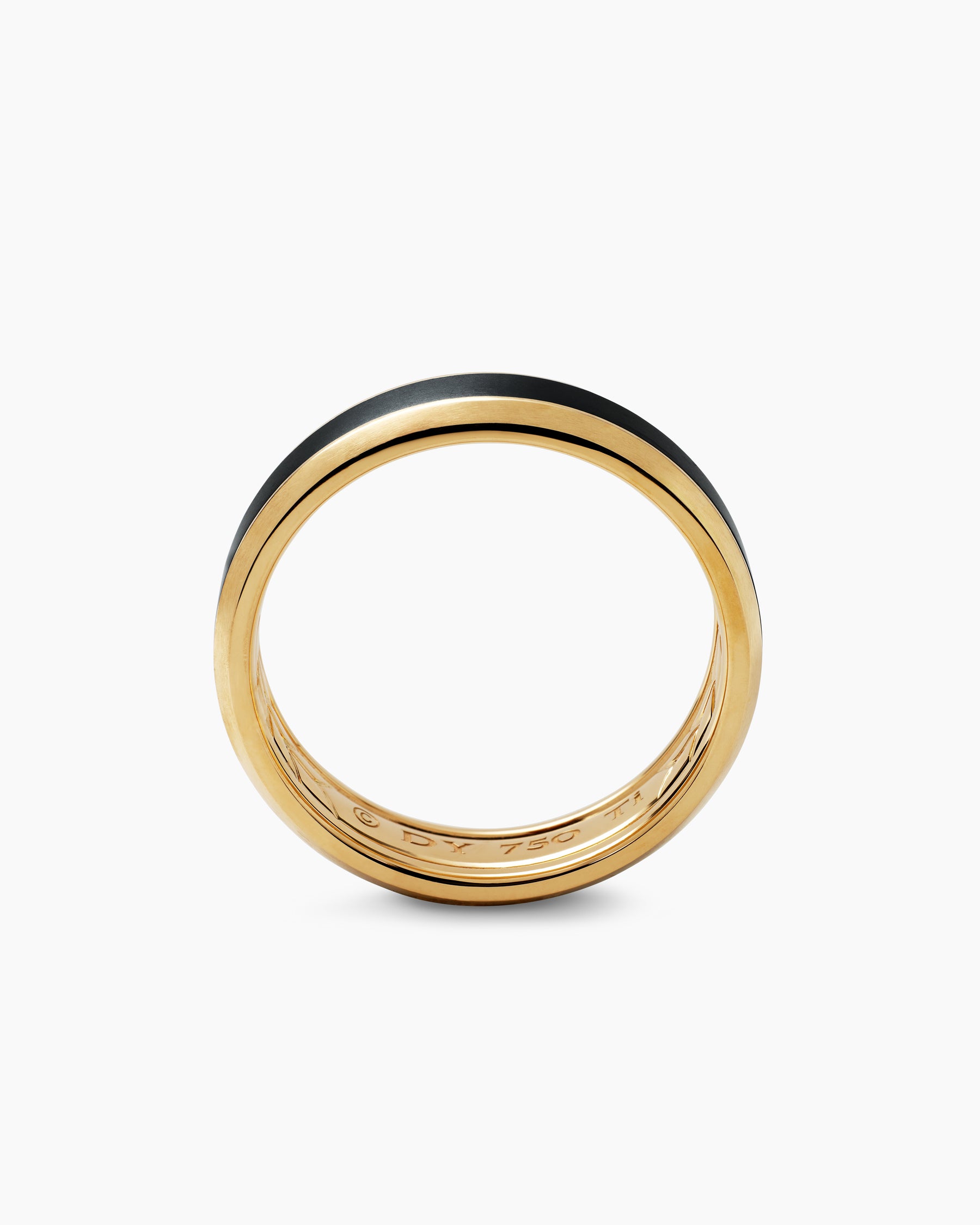 Beveled Band Ring in 18K Yellow Gold with Black Titanium, 6mm - Image 5