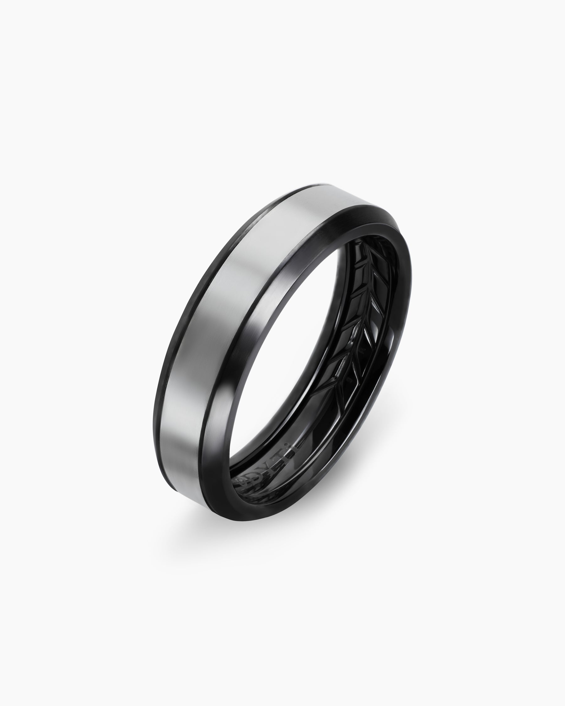 Beveled Band Ring in Black Titanium with Grey Titanium, 6mm - Image 3