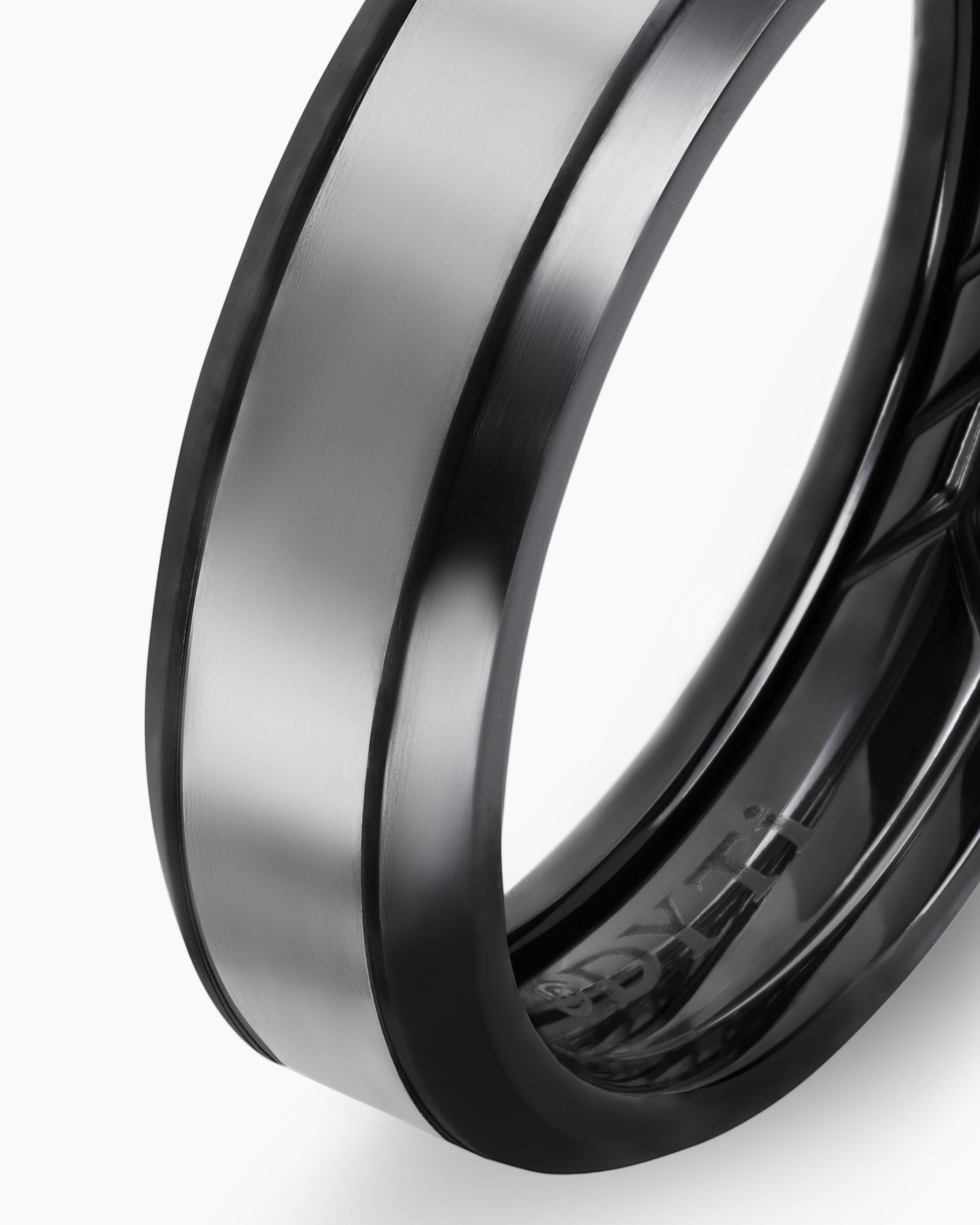 Beveled Band Ring in Black Titanium with Grey Titanium, 6mm - Image 6