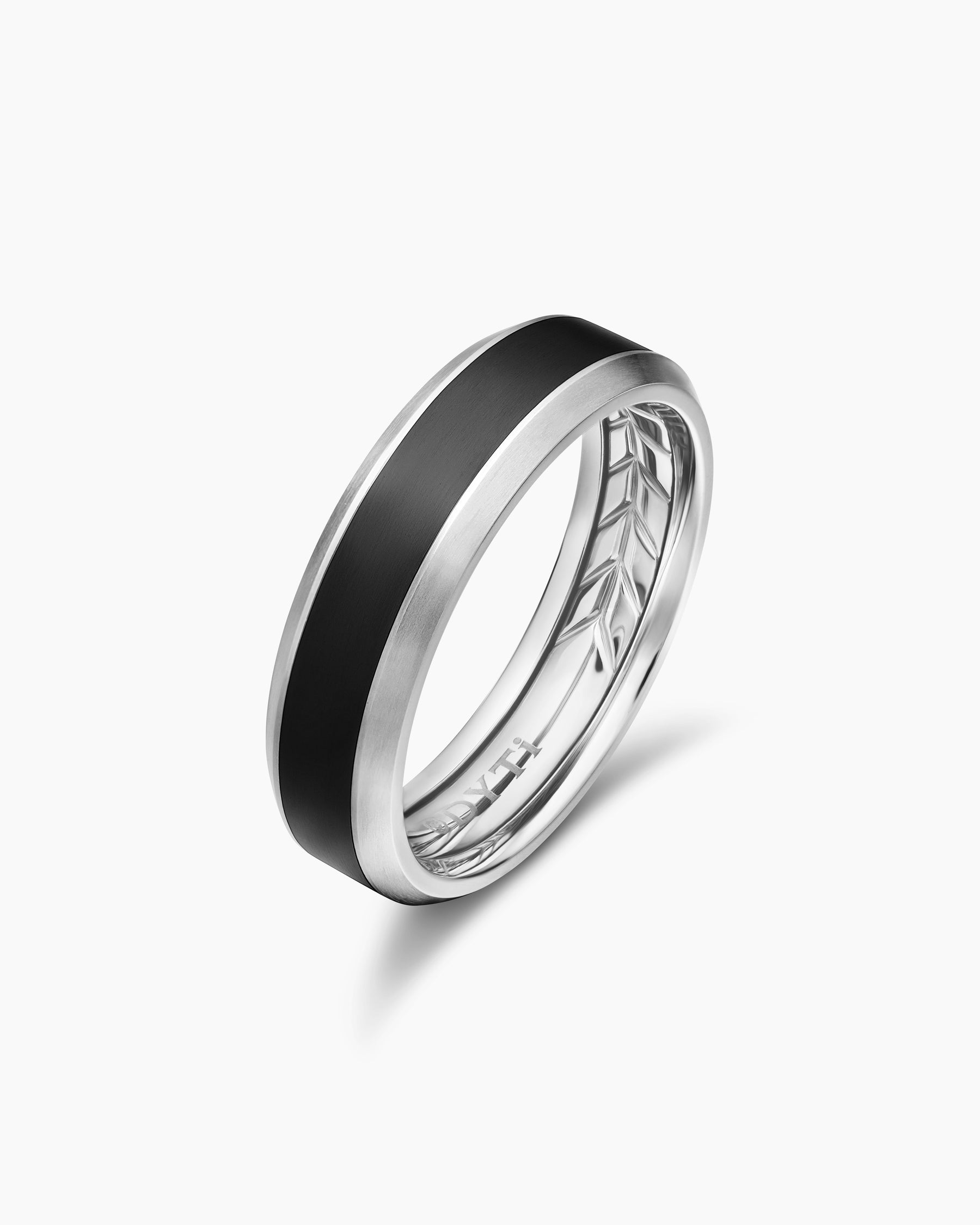 Beveled Band Ring in Grey Titanium with Black Titanium, 6mm - Image 3