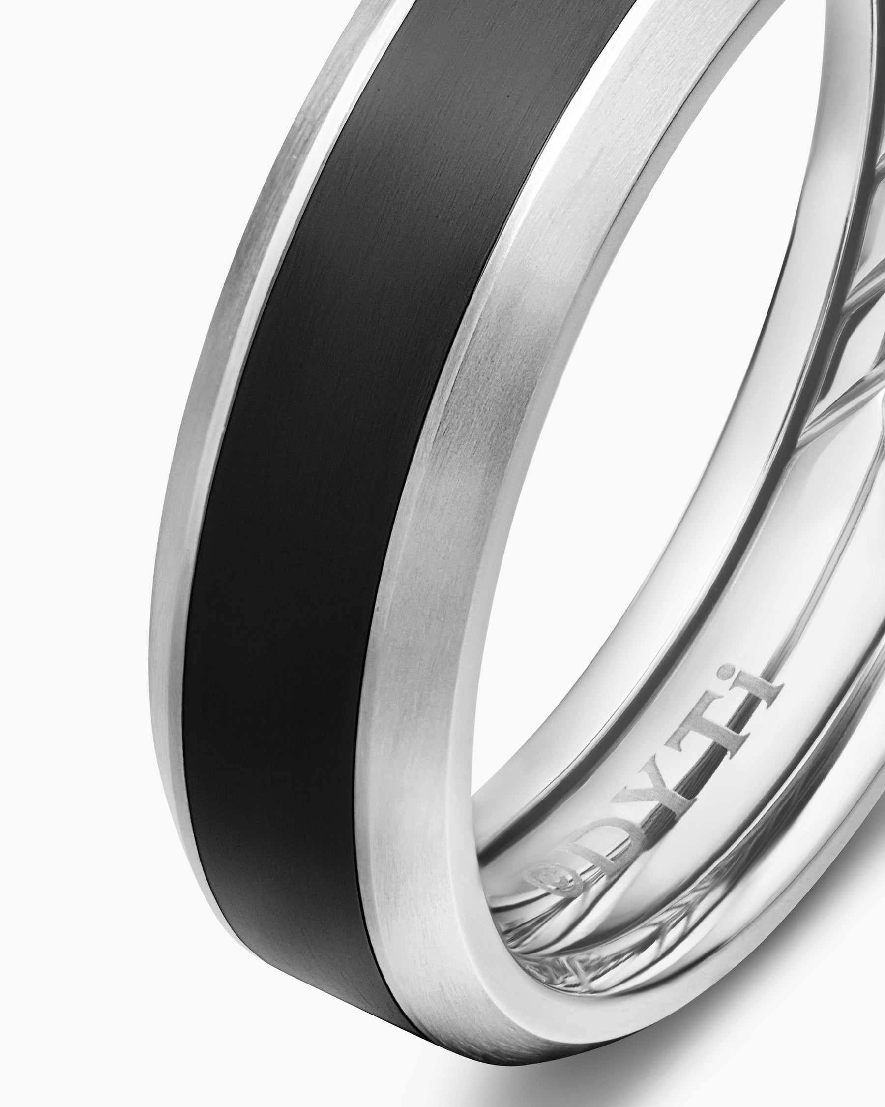 Beveled Band Ring in Grey Titanium with Black Titanium, 6mm - Image 6