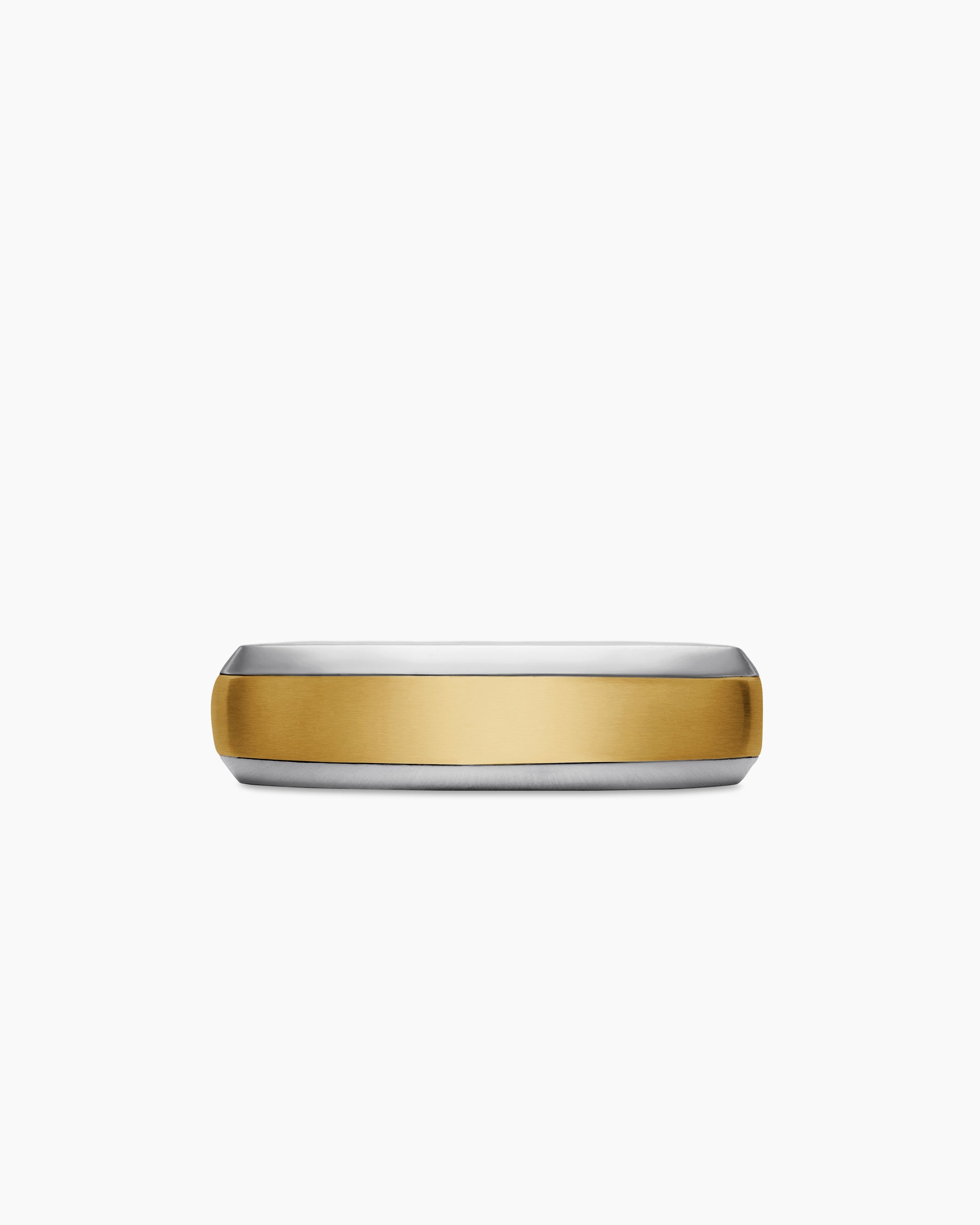 Beveled Band Ring in 18K White and Yellow Gold, 6mm - Image 4