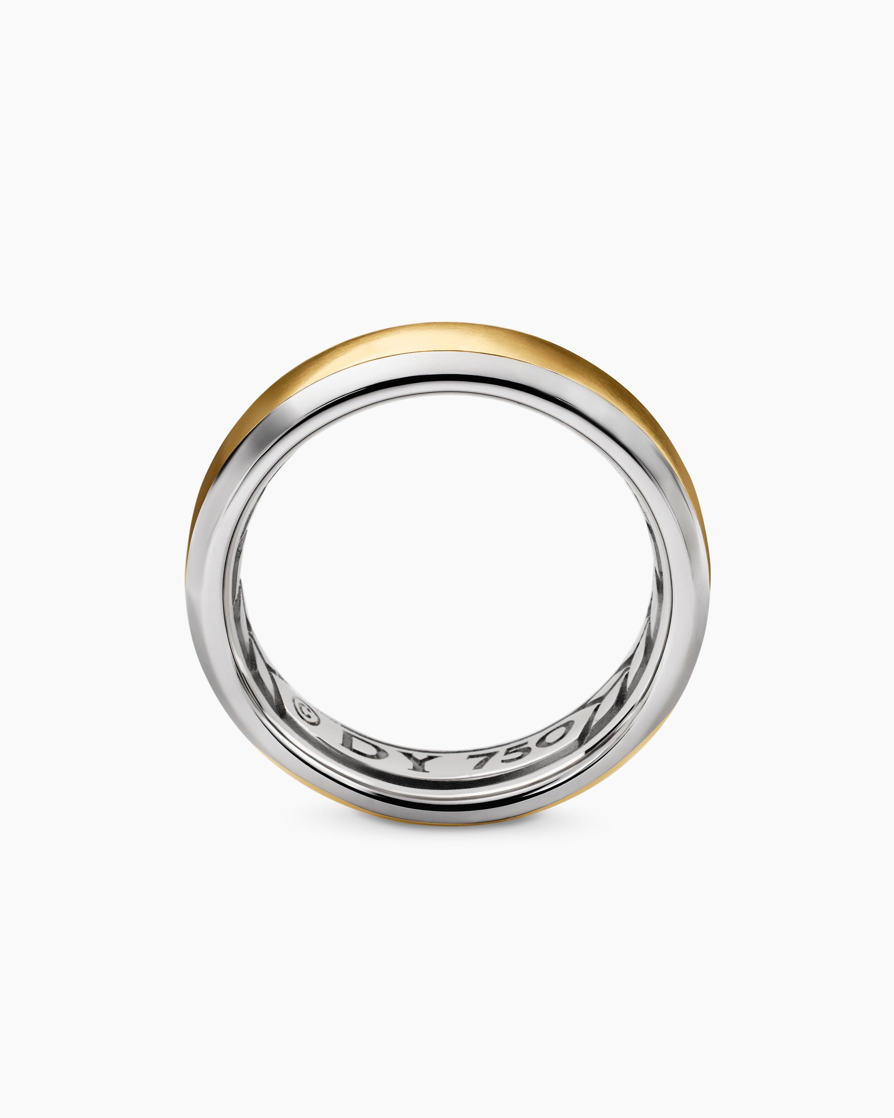 Beveled Band Ring in 18K White and Yellow Gold, 6mm - Image 5