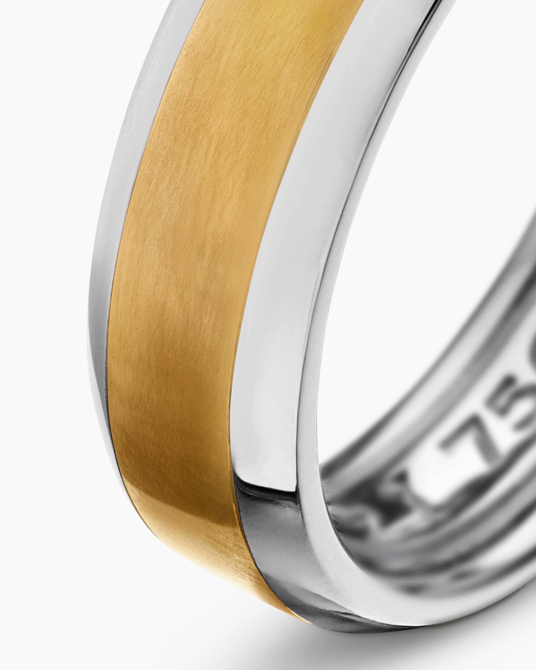 Beveled Band Ring in 18K White and Yellow Gold, 6mm - Image 6