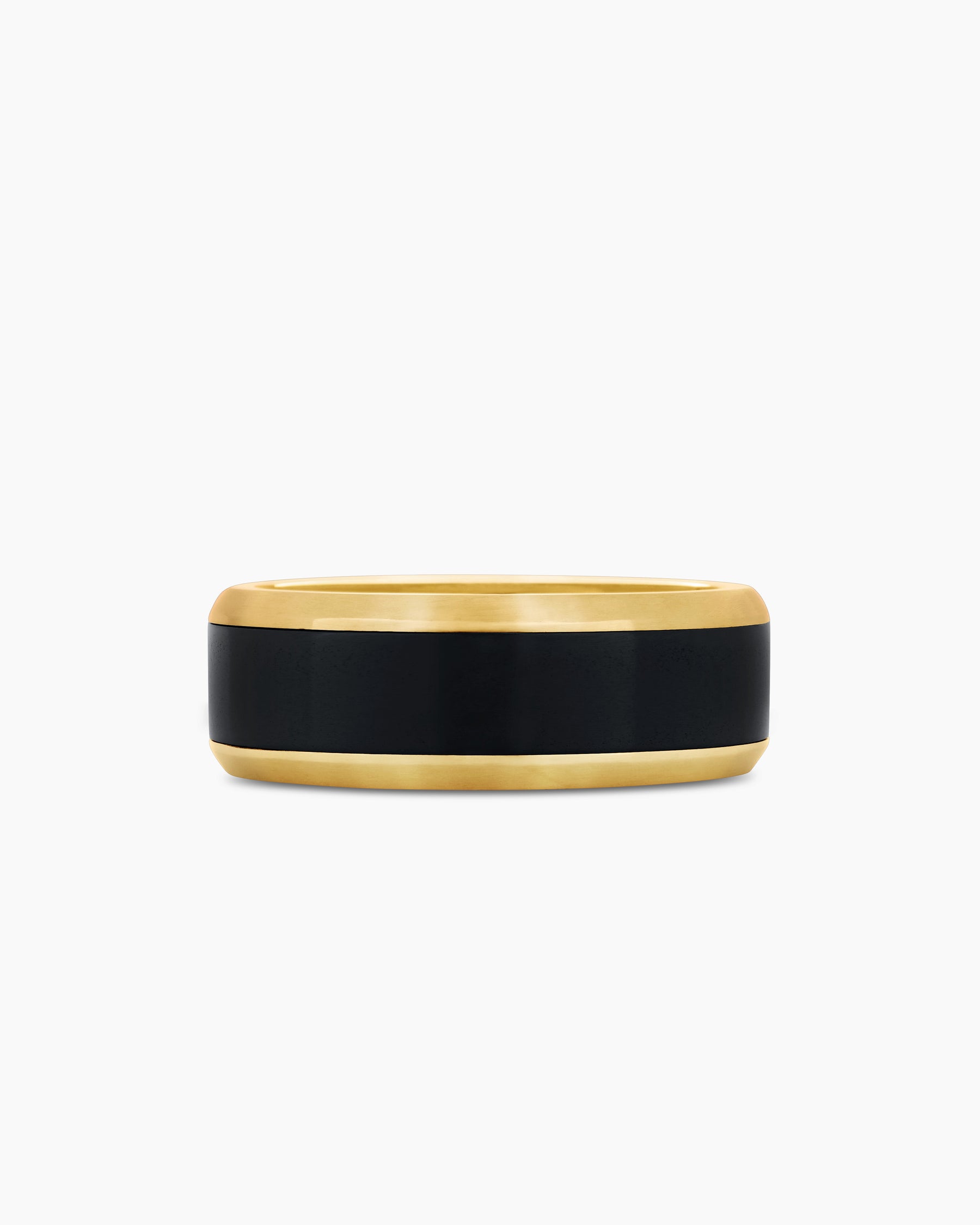 Beveled Band Ring in 18K Yellow Gold with Black Titanium, 8.5mm - Image 4