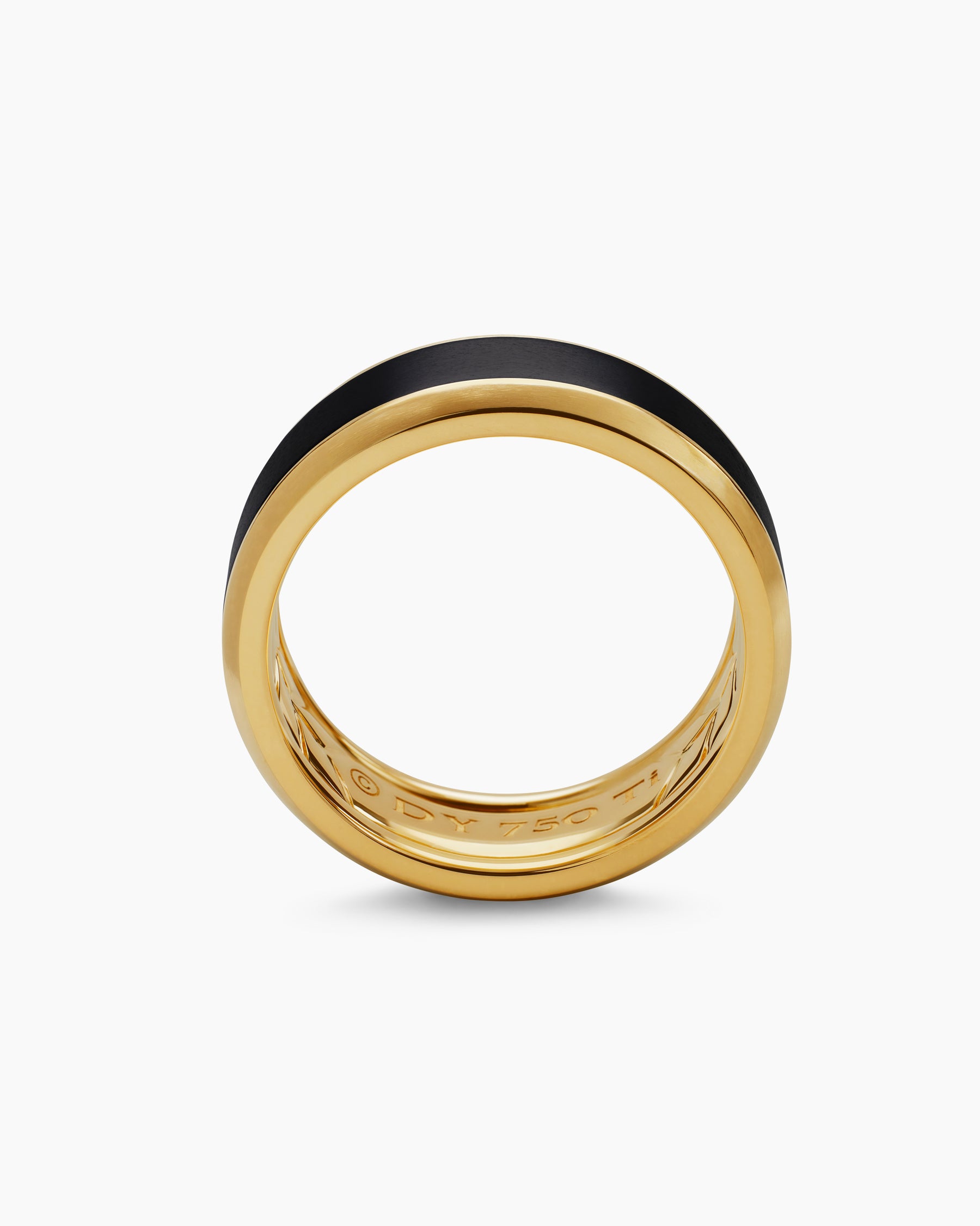 Beveled Band Ring in 18K Yellow Gold with Black Titanium, 8.5mm - Image 5