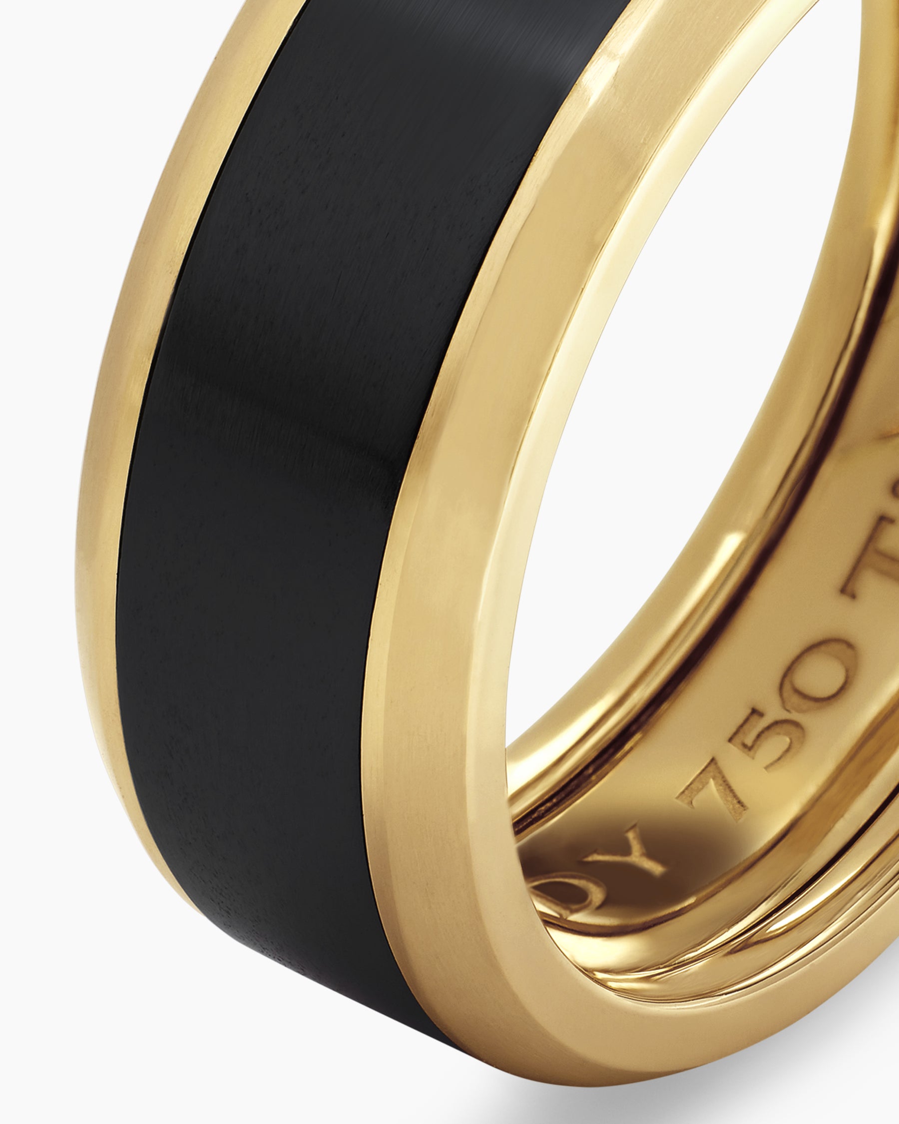 Beveled Band Ring in 18K Yellow Gold with Black Titanium, 8.5mm - Image 6