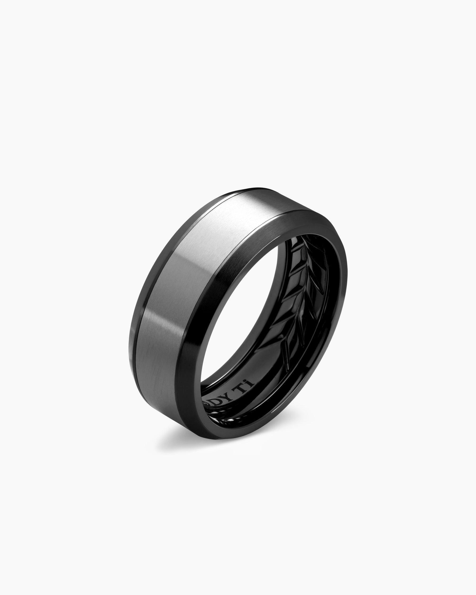 Beveled Band Ring in Black Titanium with Grey Titanium, 8.5mm - Image 3
