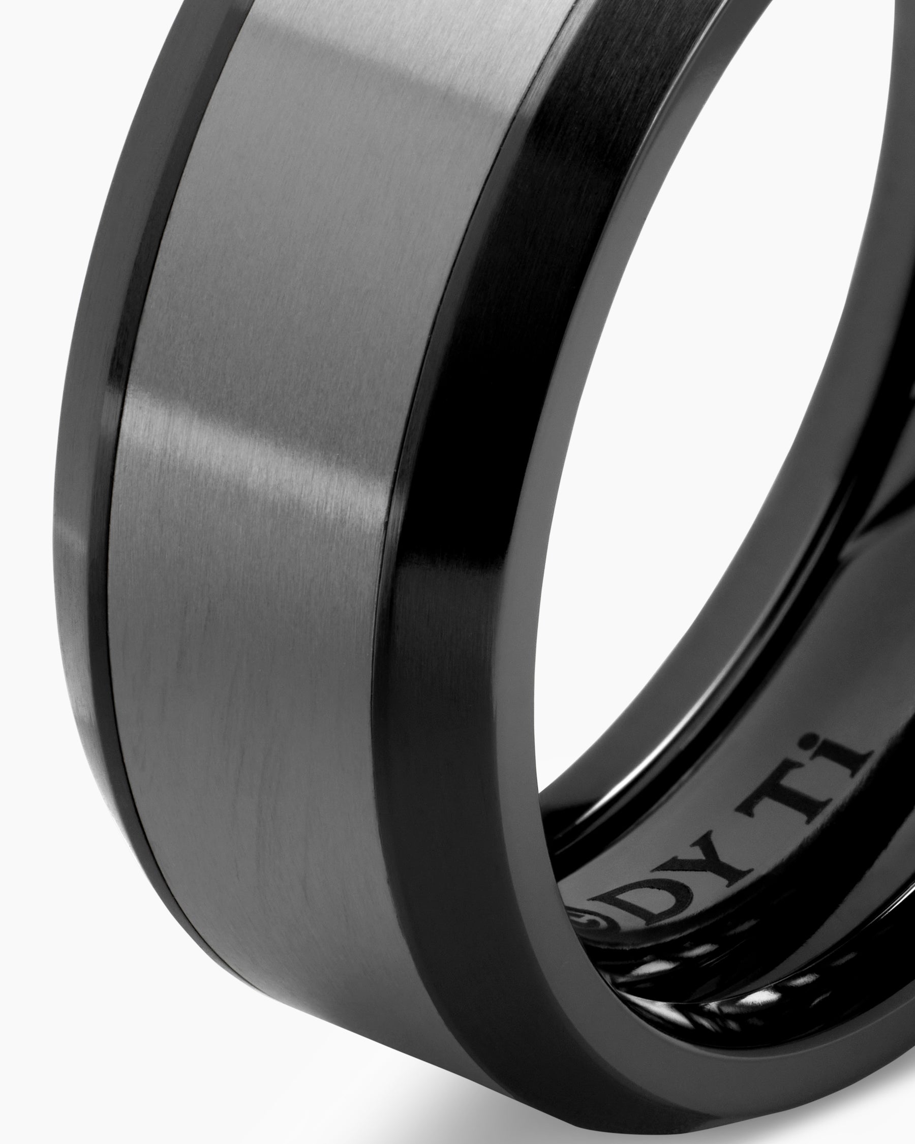 Beveled Band Ring in Black Titanium with Grey Titanium, 8.5mm - Image 6