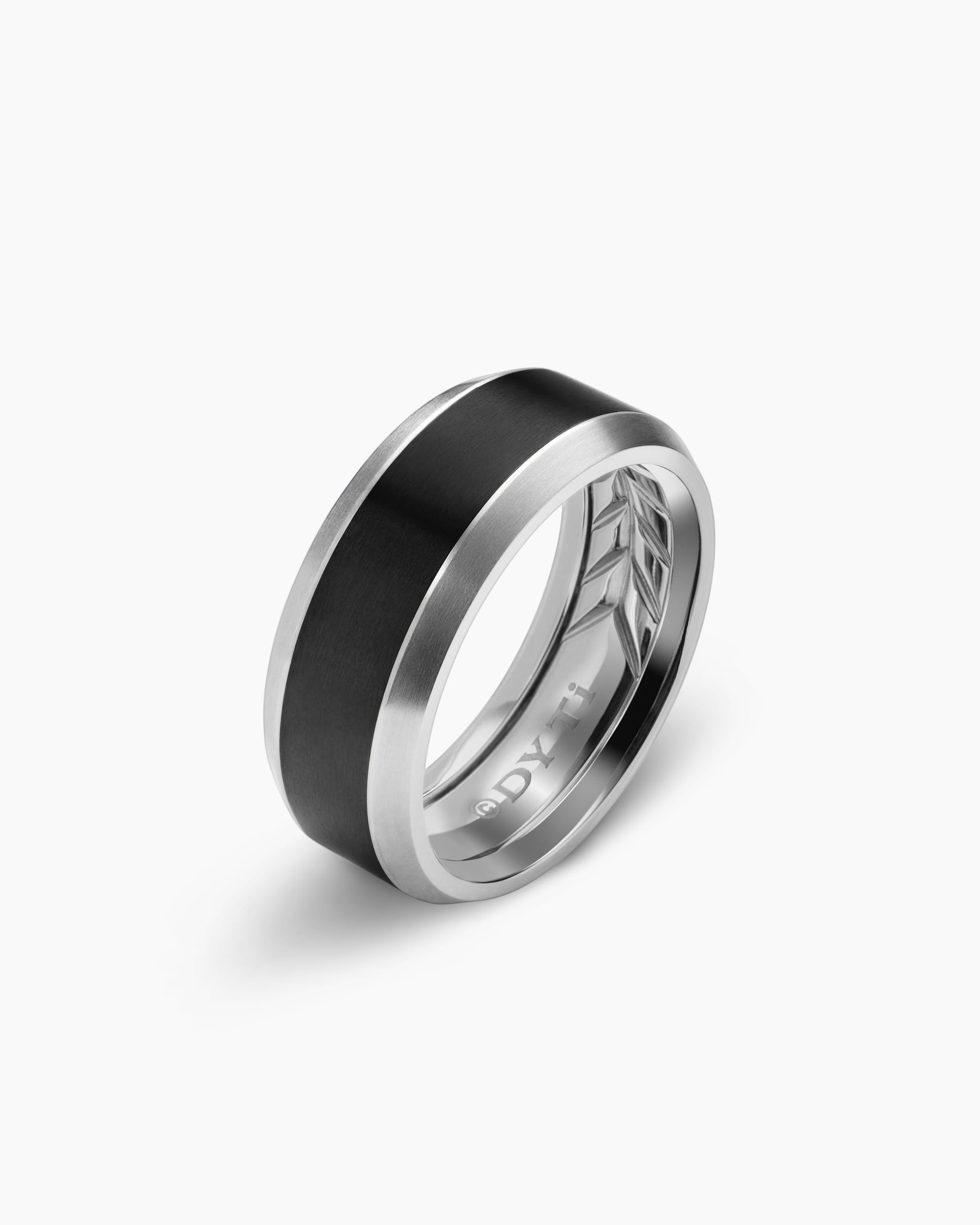 Beveled Band Ring in Grey Titanium with Black Titanium, 8.5mm - Image 3