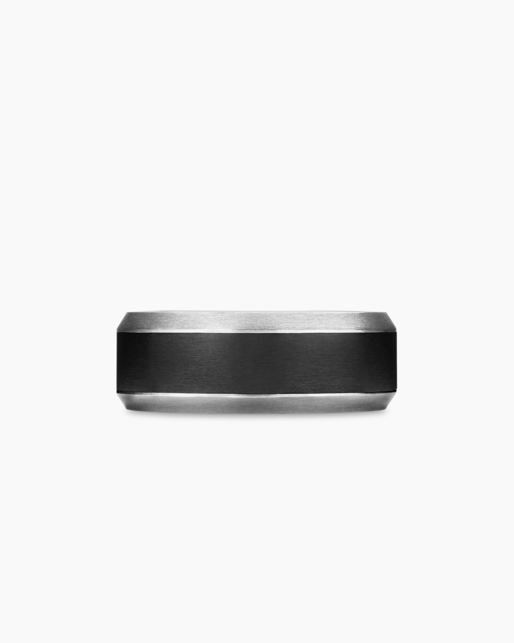 Beveled Band Ring in Grey Titanium with Black Titanium, 8.5mm - Image 4