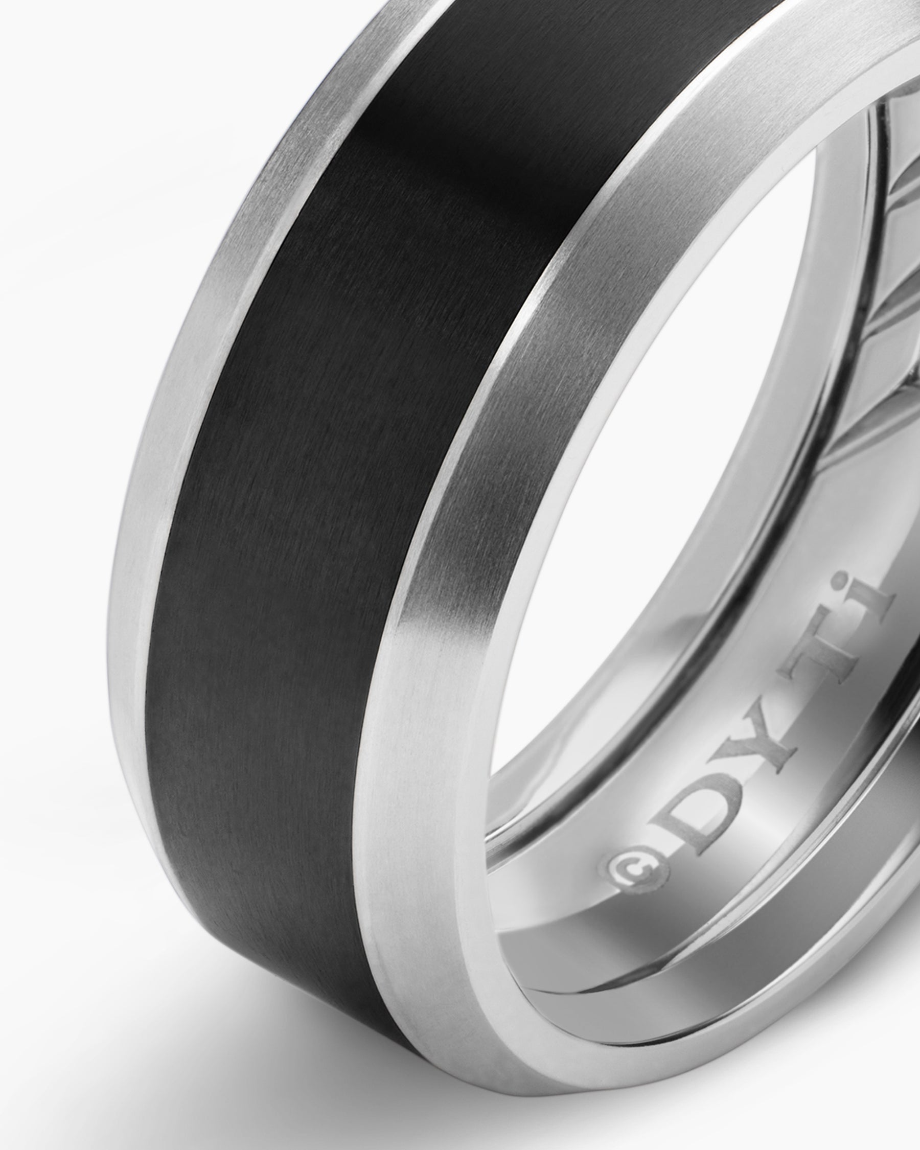 Beveled Band Ring in Grey Titanium with Black Titanium, 8.5mm - Image 6