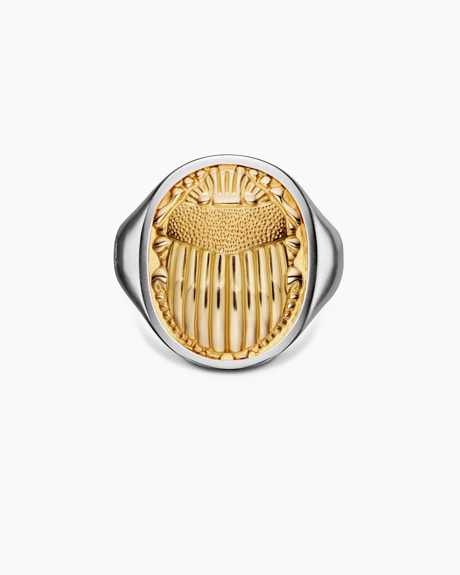 Petrvs Scarab Signet Ring in Sterling Silver with 18K Yellow Gold, 21.5mm - Image 4