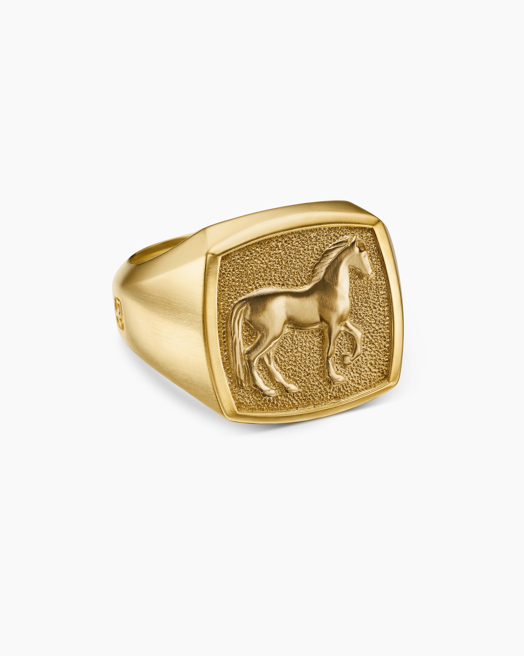 Petrvs Horse Signet Ring in 18K Yellow Gold, 18.3mm