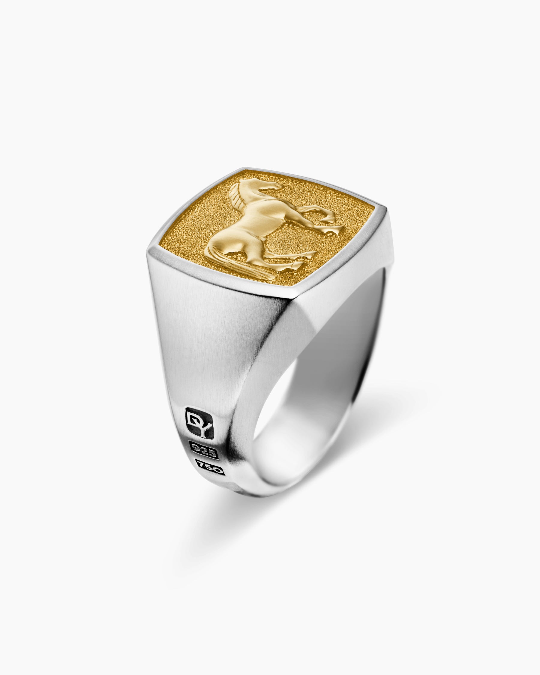 Petrvs Horse Signet Ring in Sterling Silver with 18K Yellow Gold, 18.3mm - Image 3