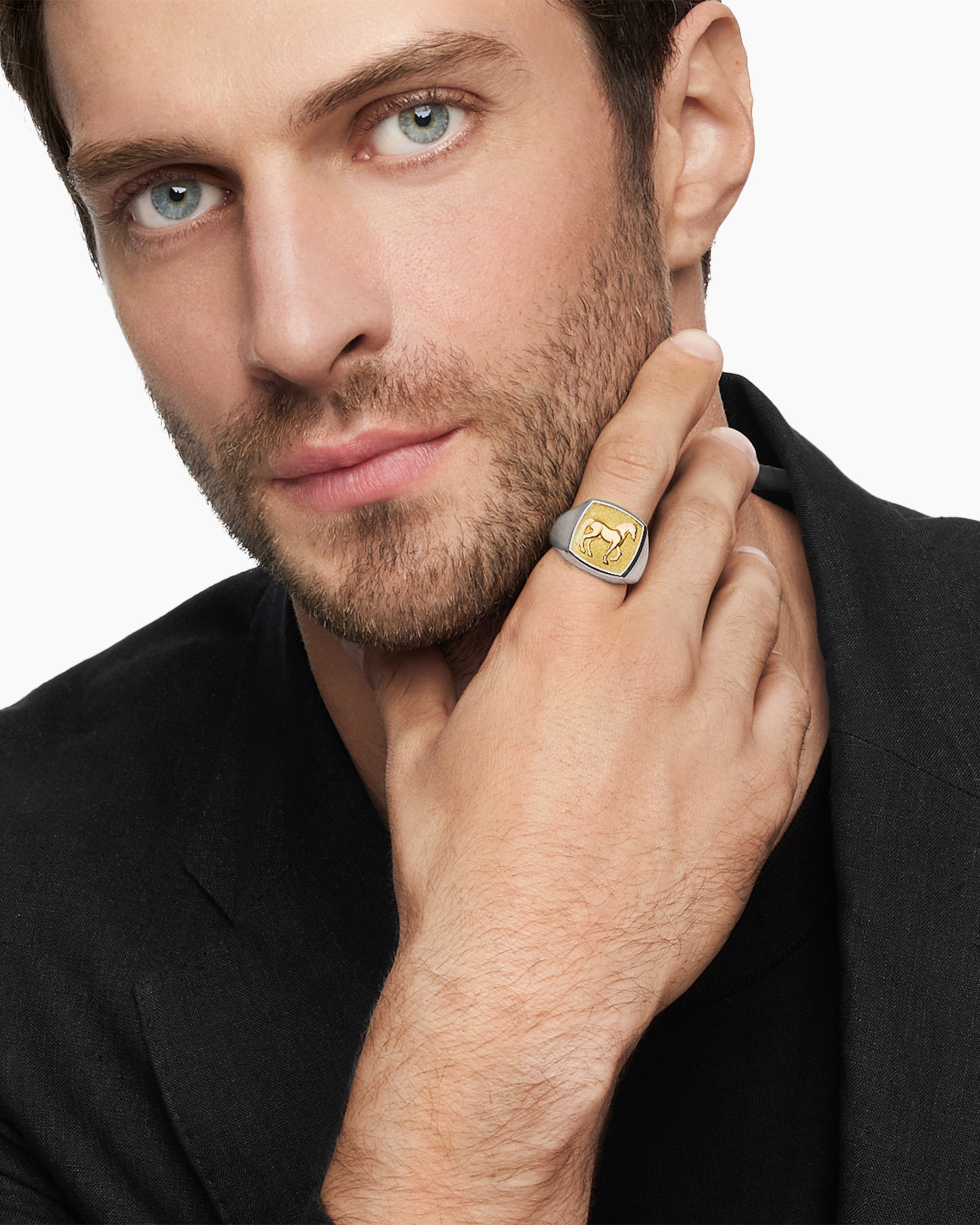Petrvs Horse Signet Ring in Sterling Silver with 18K Yellow Gold, 18.3mm - Image 7