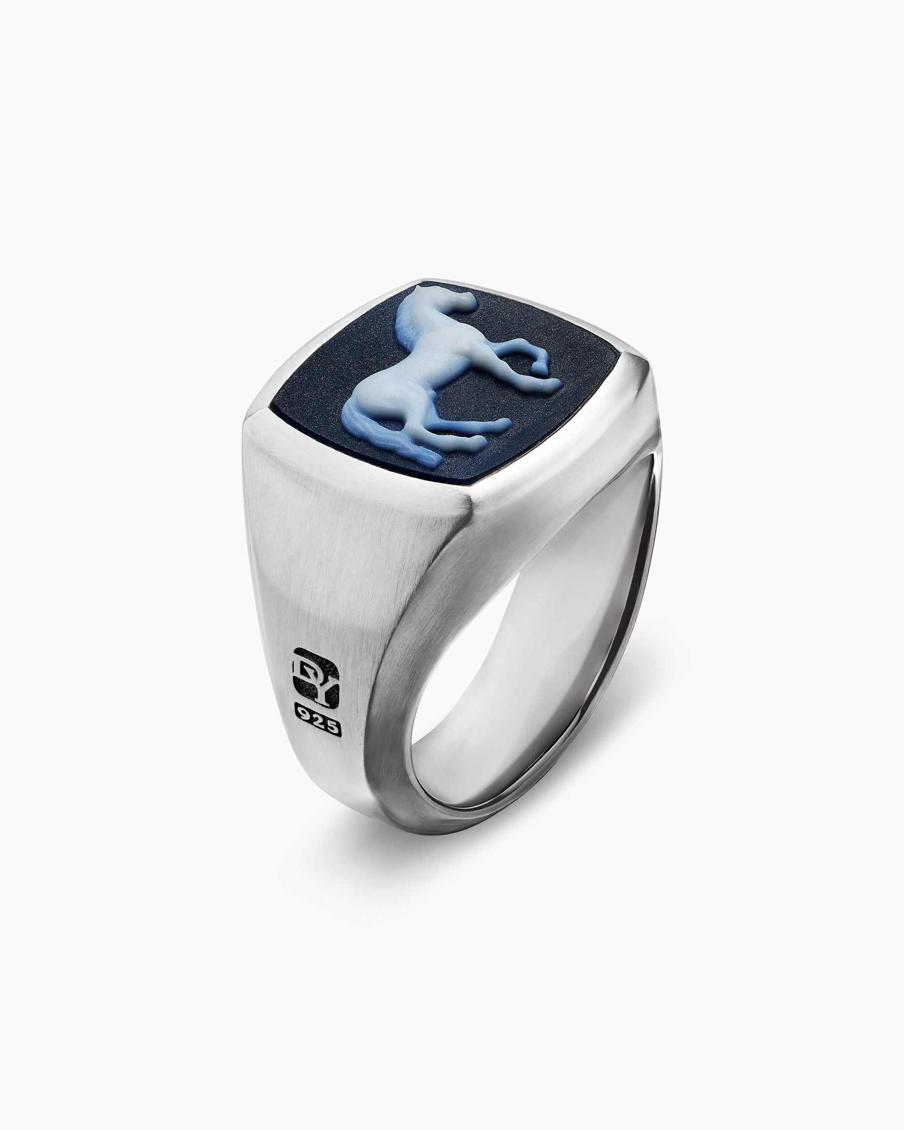 Petrvs Horse Signet Ring in Sterling Silver with Banded Agate, 18.3mm - Image 3