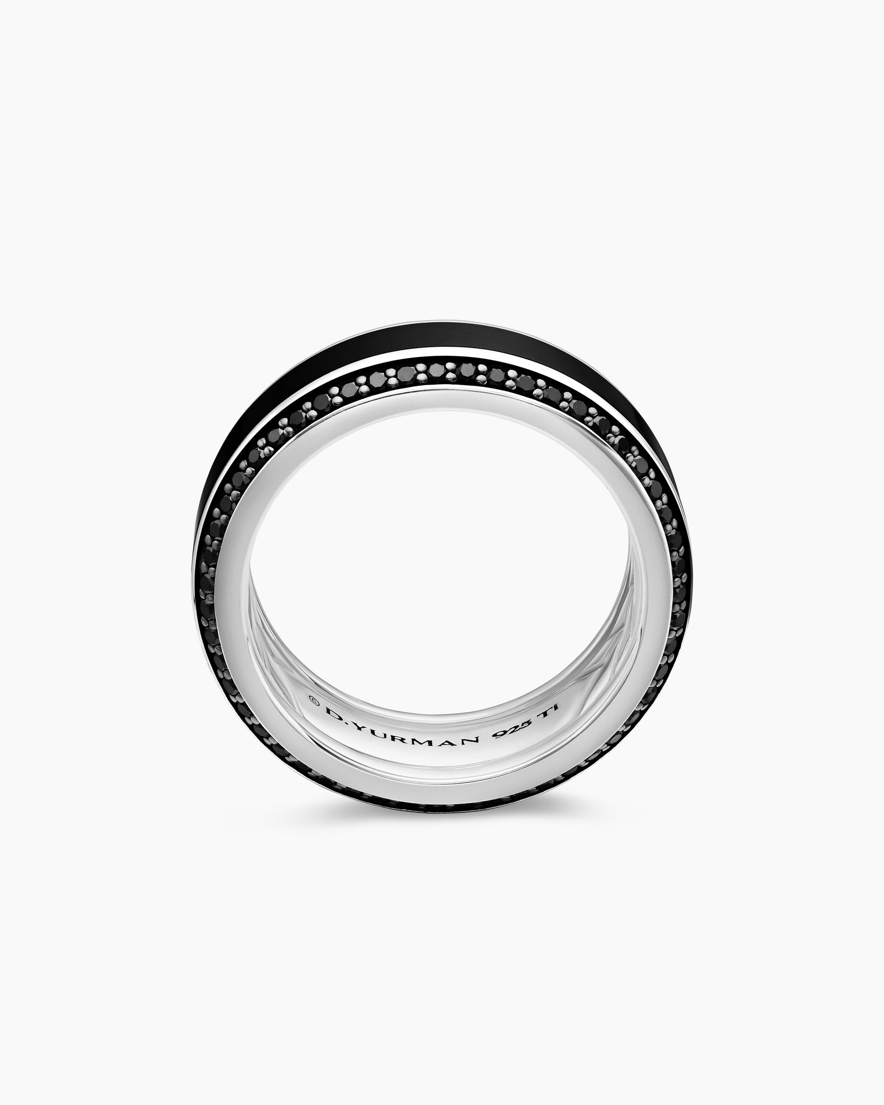 Beveled Band Ring in 18K White Gold with Black Diamonds, 8mm - Image 5