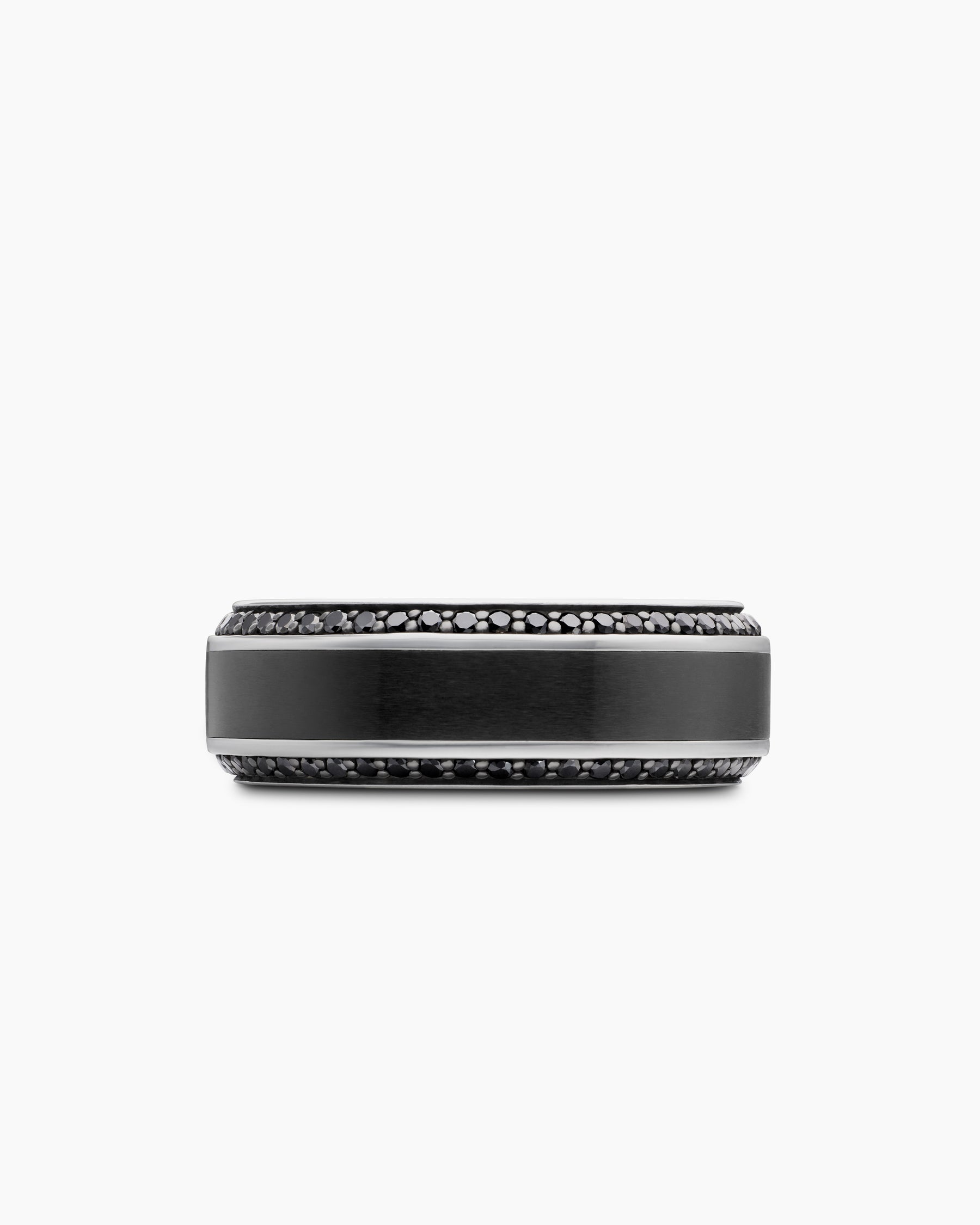 Beveled Band Ring in Black Titanium with Black Diamonds, 8mm - Image 3
