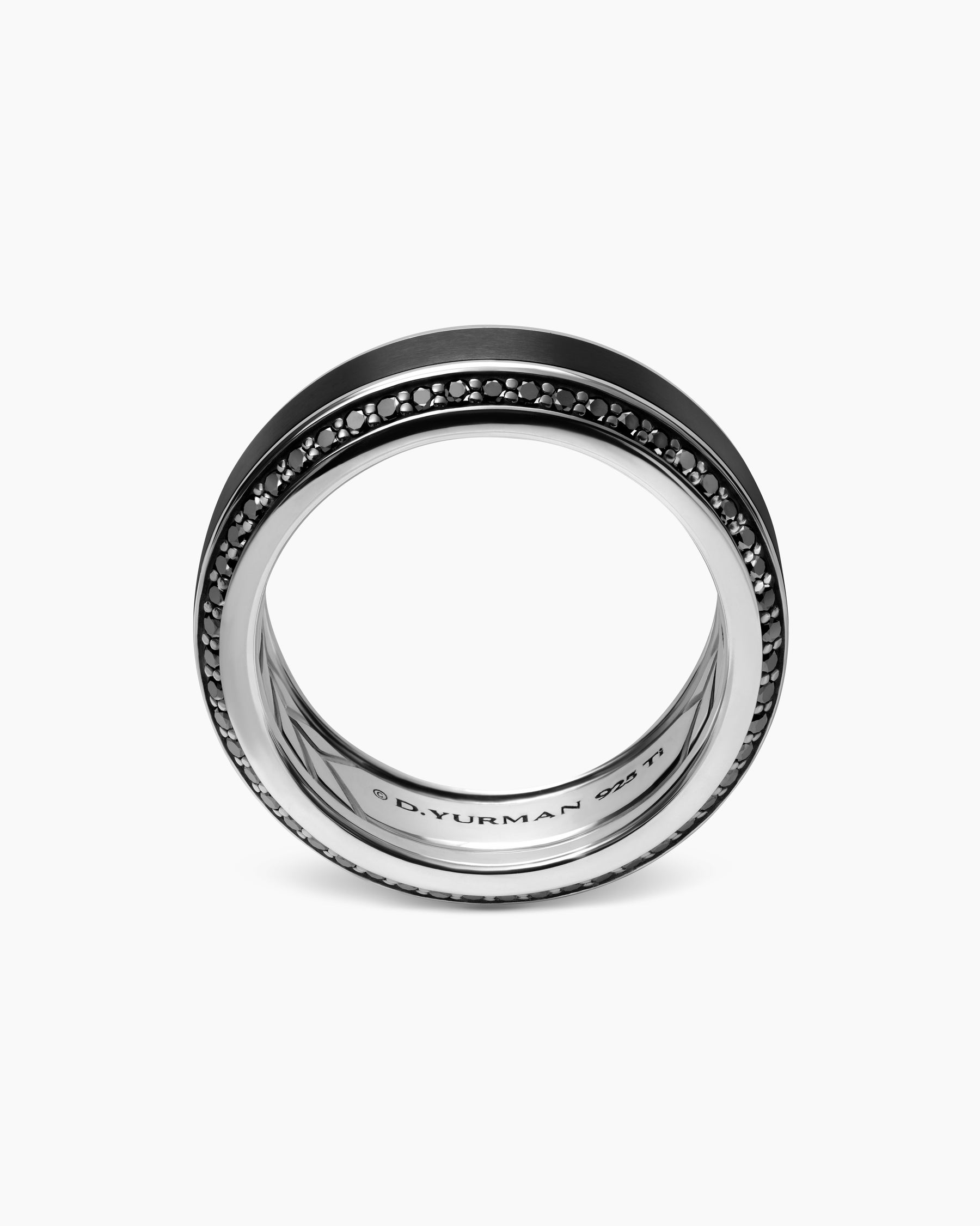 Beveled Band Ring in Black Titanium with Black Diamonds, 8mm - Image 4