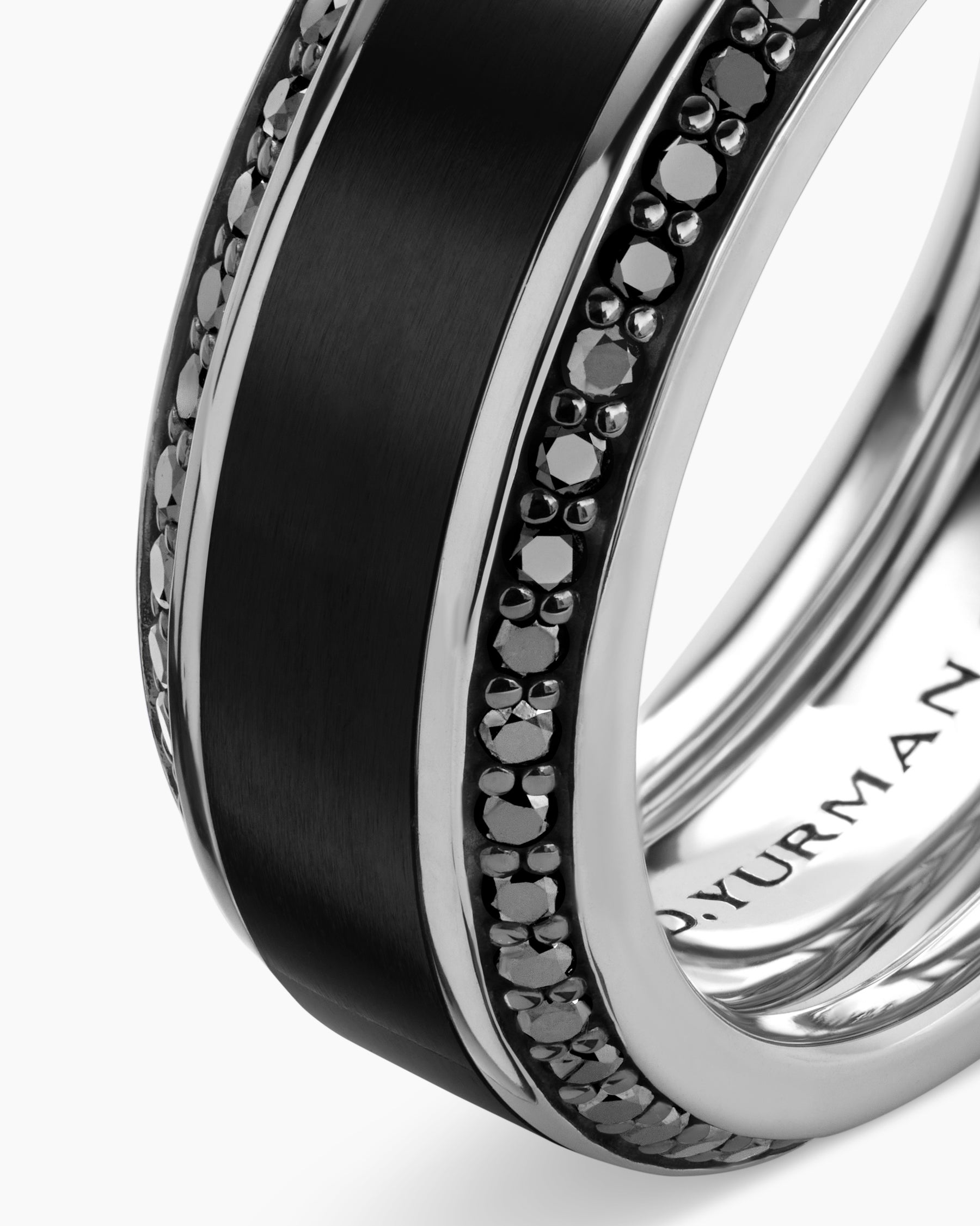 Beveled Band Ring in Black Titanium with Black Diamonds, 8mm - Image 5