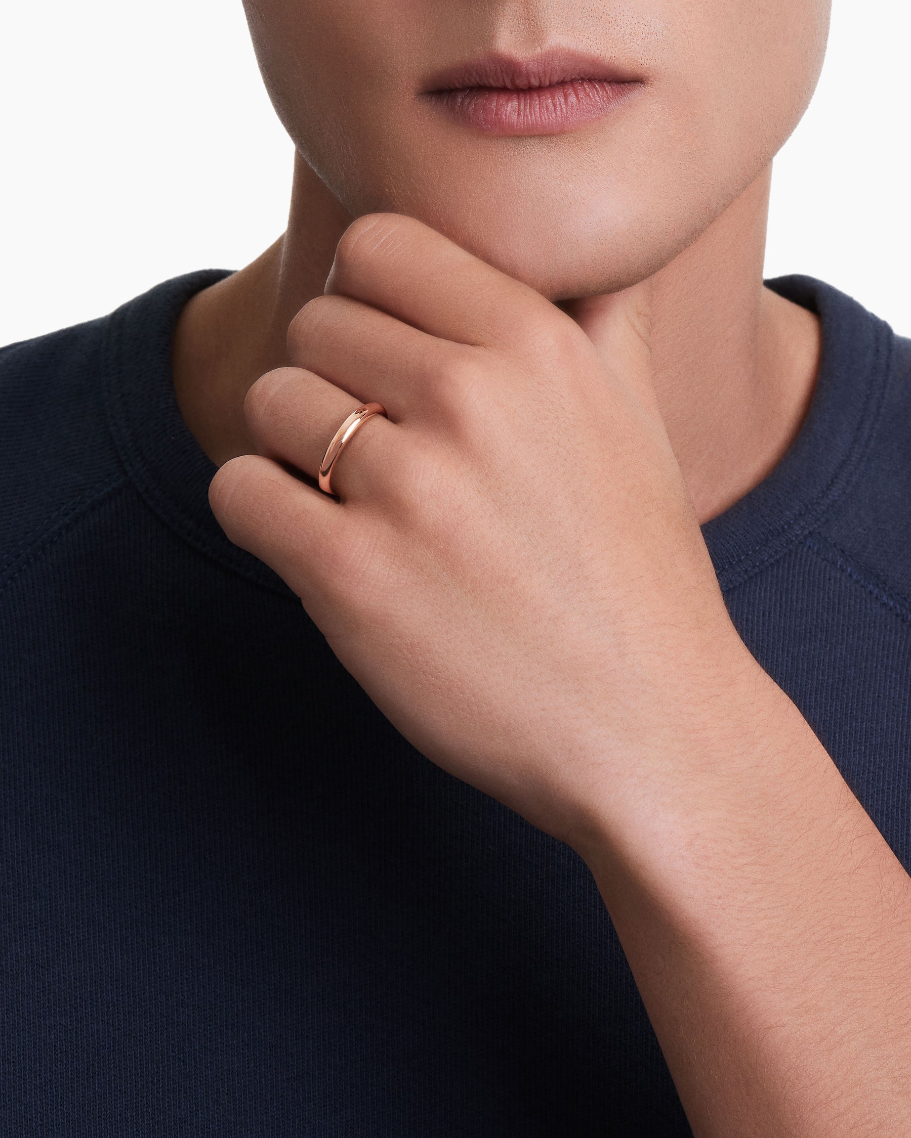 Alternative view of DY Classic Band Ring in 18K Rose Gold, 3.5mm