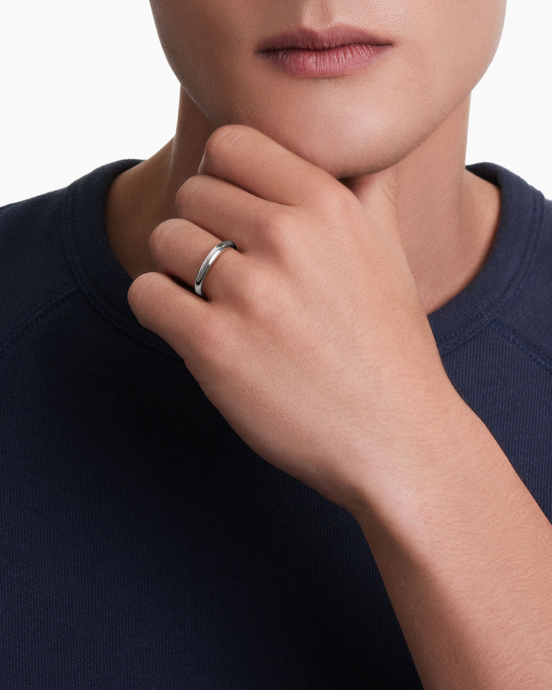 Alternative view of DY Classic Band Ring in 18K White Gold, 3.5mm