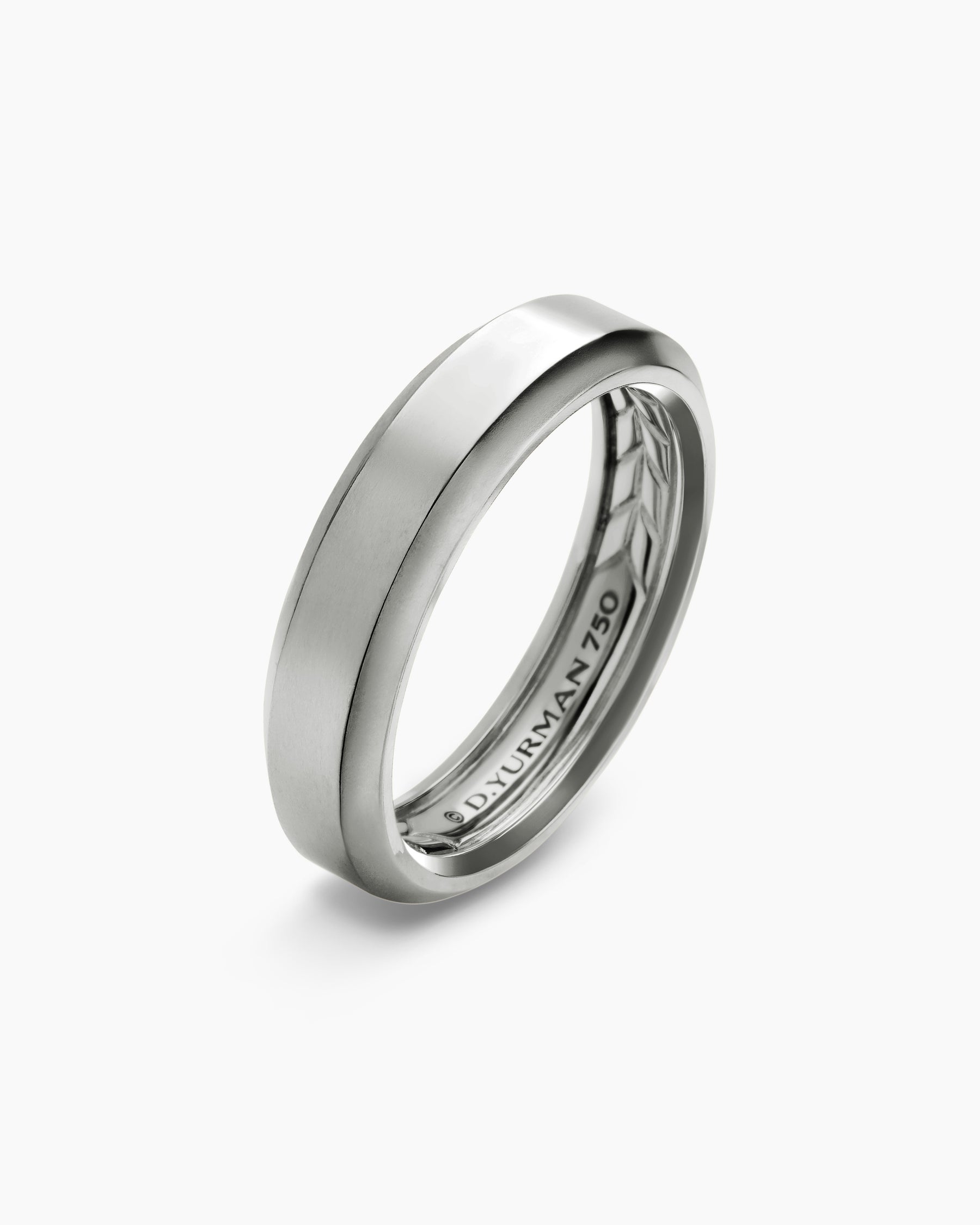 Beveled Band Ring in 18K White Gold, 6mm - Image 3
