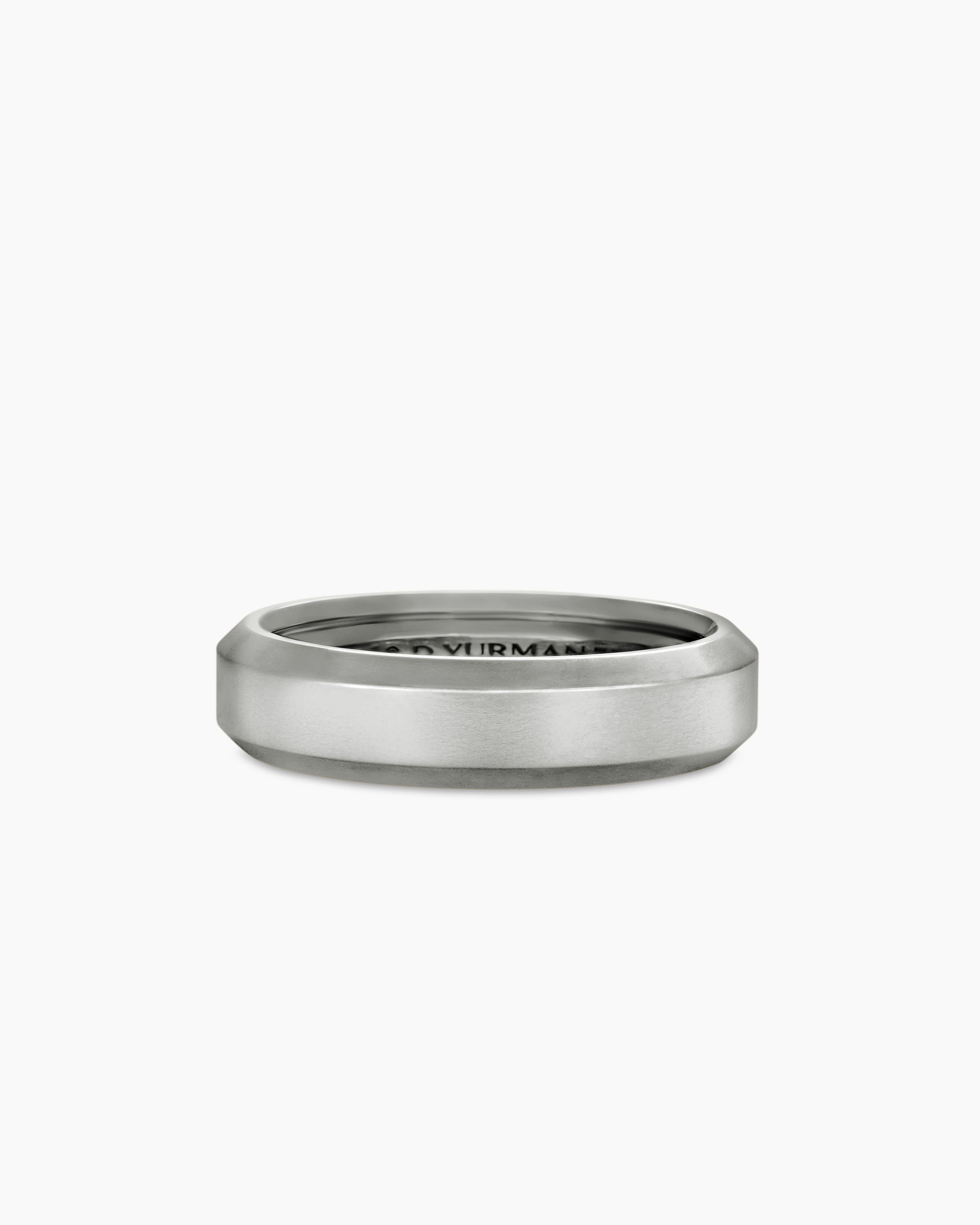 Beveled Band Ring in 18K White Gold, 6mm