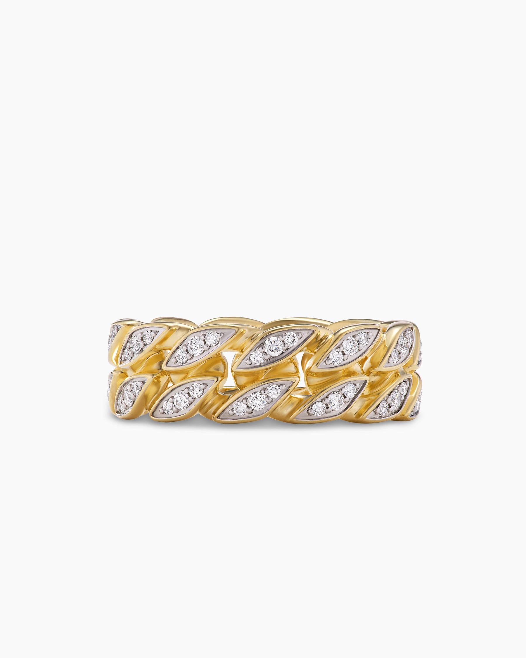 Curb Chain Band Ring in 18K Yellow Gold with Diamonds, 8mm - Image 4