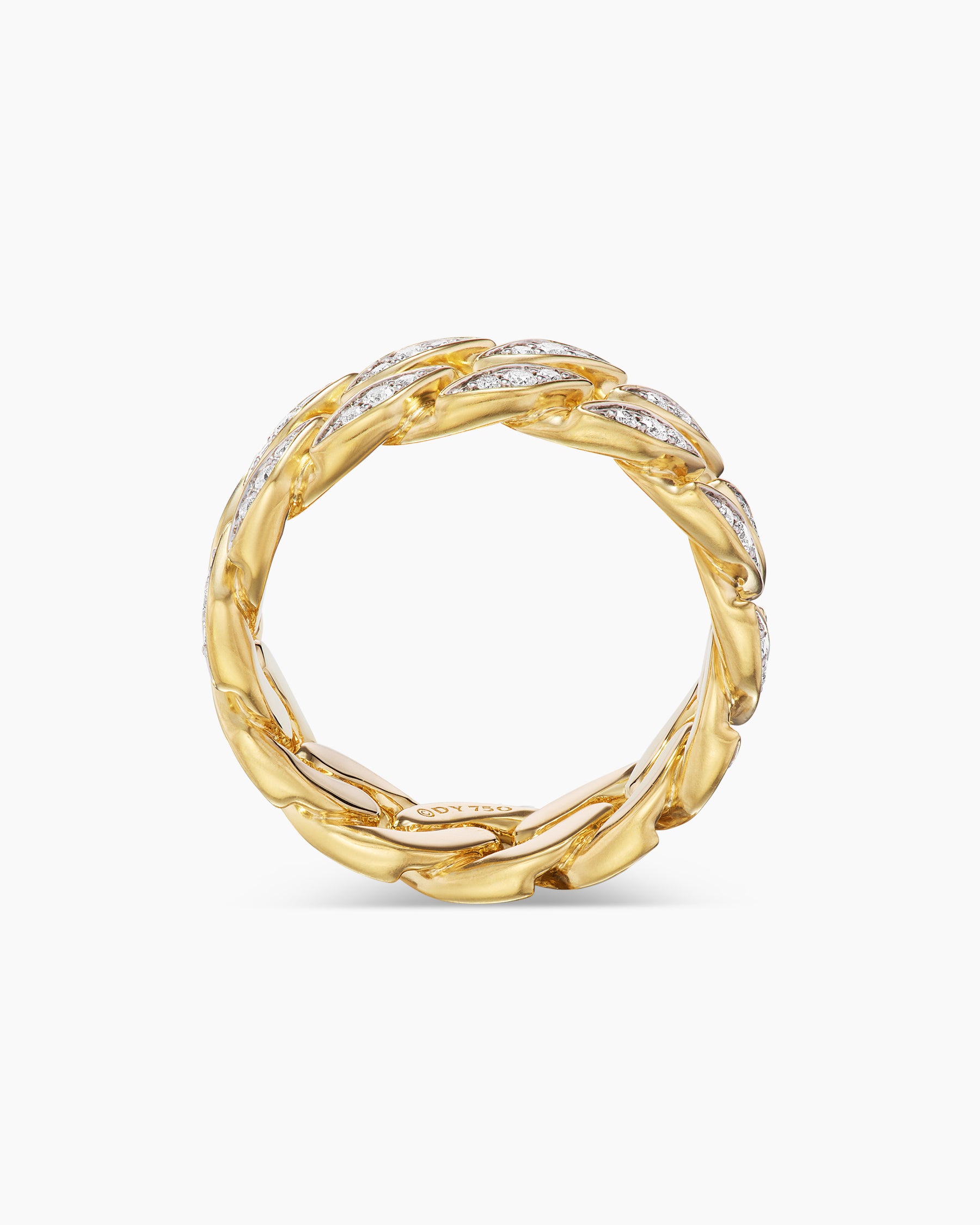 Curb Chain Band Ring in 18K Yellow Gold with Diamonds, 8mm - Image 5