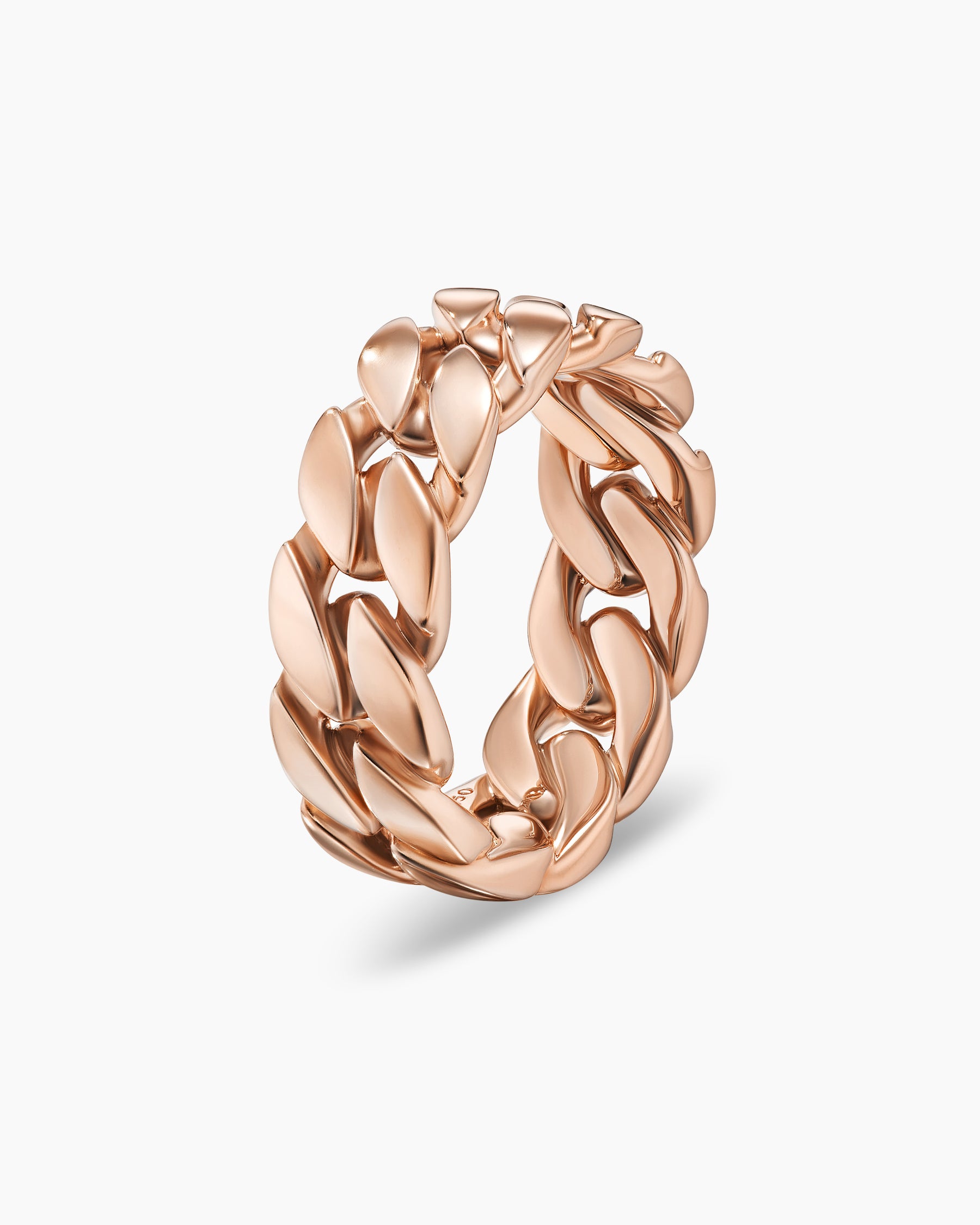 Curb Chain Band Ring in 18K Rose Gold, 8mm - Image 3