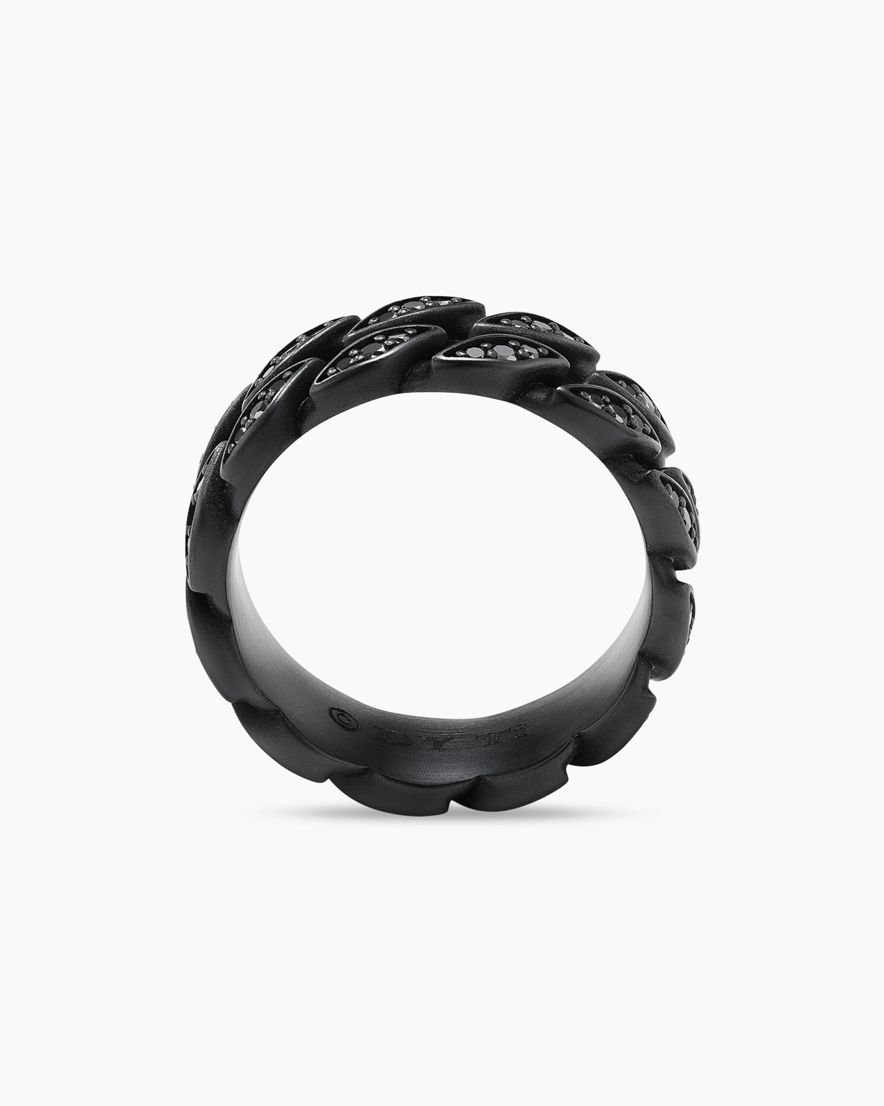 Curb Chain Band Ring in Black Titanium with Black Diamonds, 8mm - Image 5