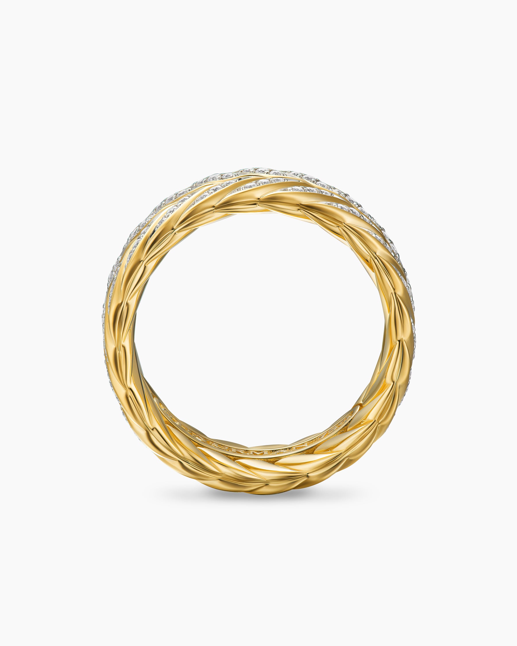 Chevron Pavé Band Ring in 18K Yellow Gold with Diamonds, 9mm - Image 5